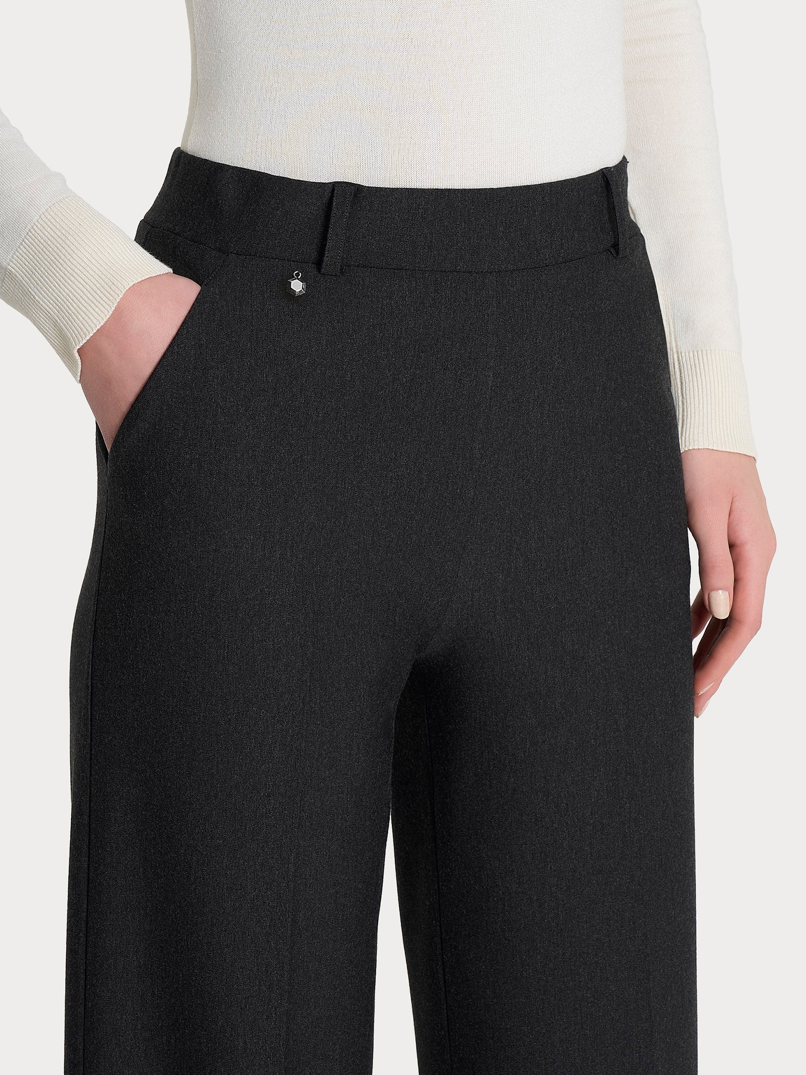 Ragno Compact pantalone palazzo con tasche Oscuro Mel gamba ampia