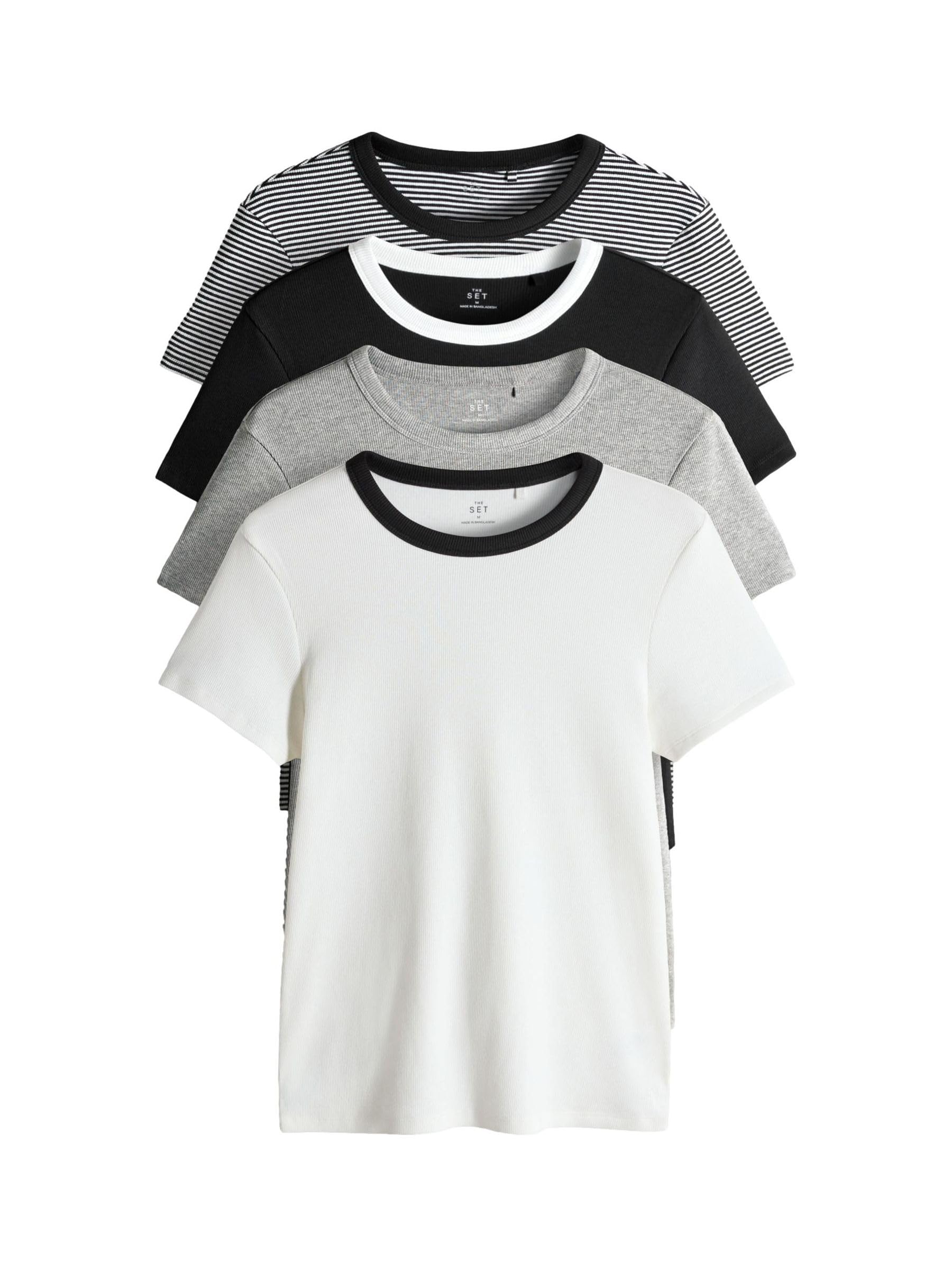 Next The Set magliette coste manica corta 4 pezzi uso quotidiano