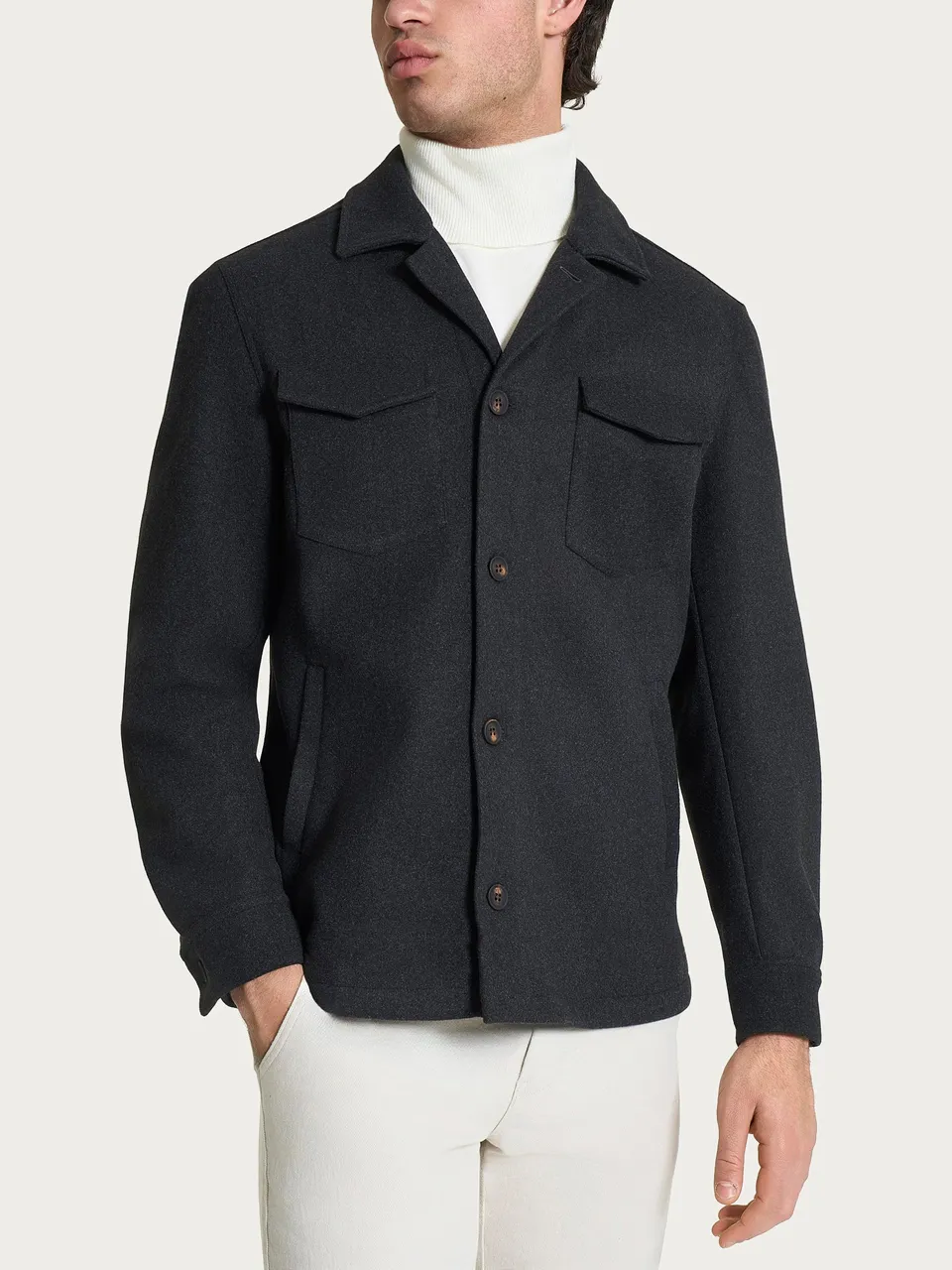 Ragno Vegan Wool Shacket giacca uomo Oscuro Mel calda