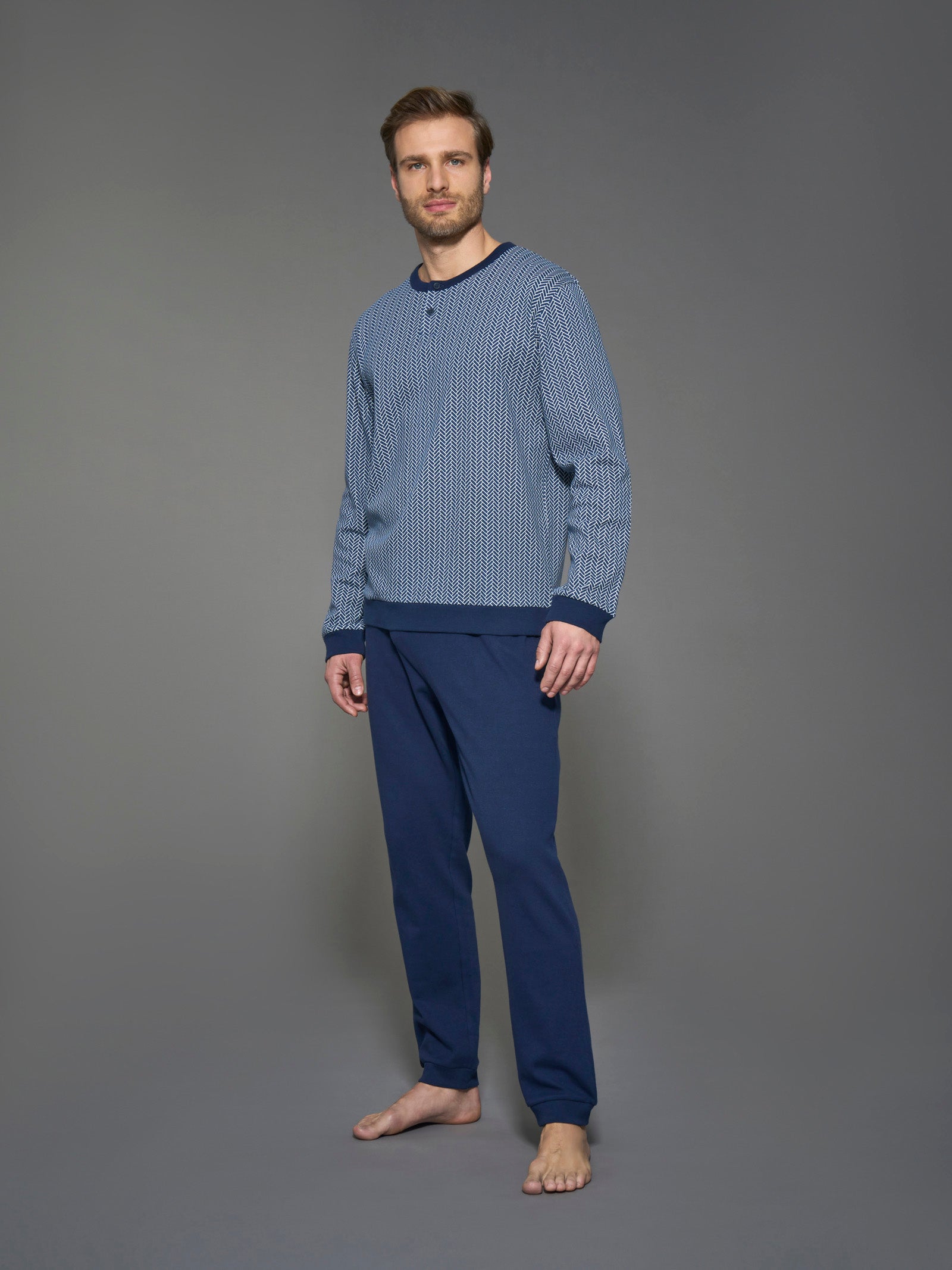 Ragno Sport pigiama serafino uomo cotone Fant. Navy Blazer