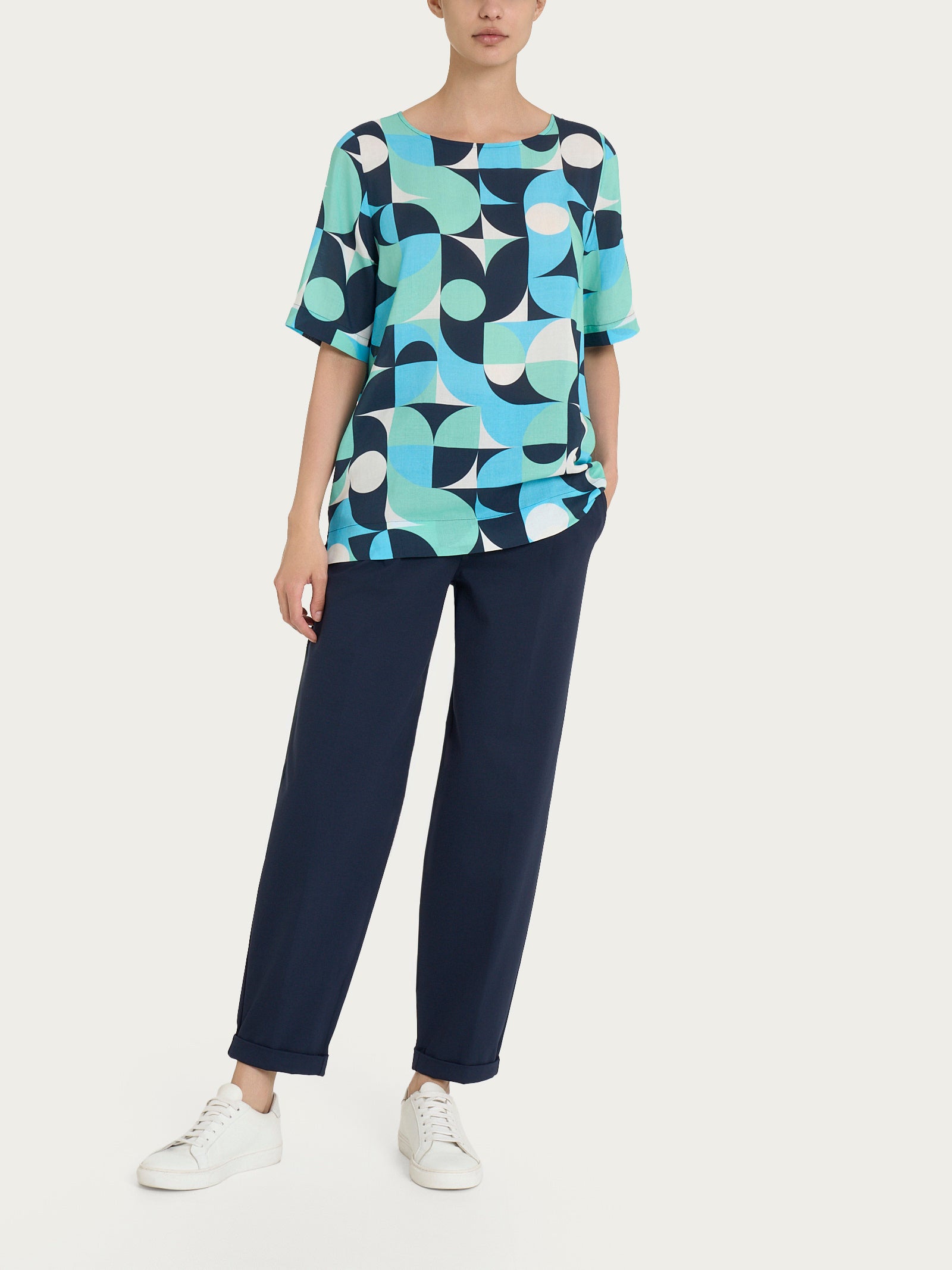 Ragno EcoSeta Blusa Girocollo Viscosa Pool Blue