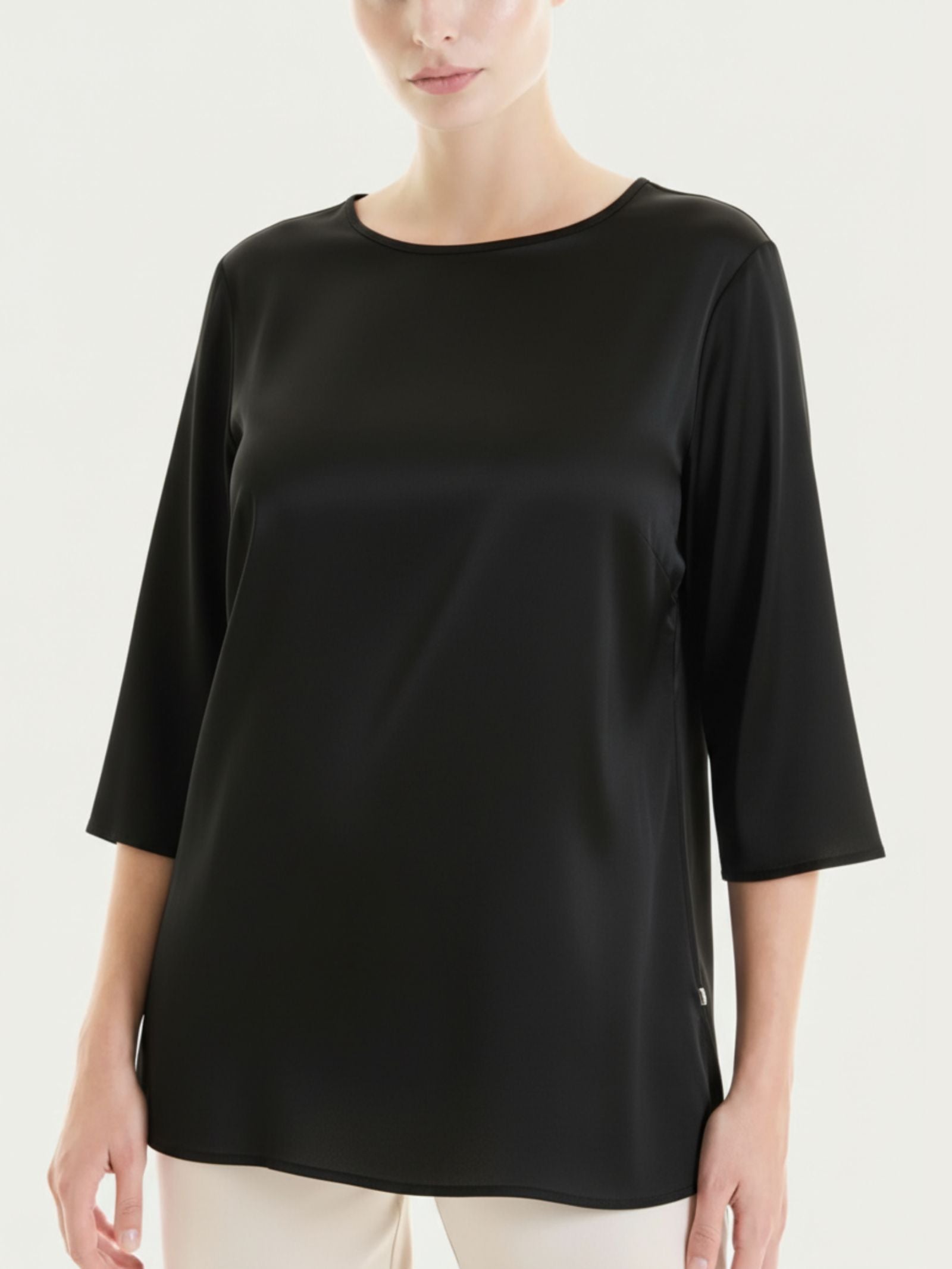 Ragno Stretch Satin blusa 3/4 donna nero elegante