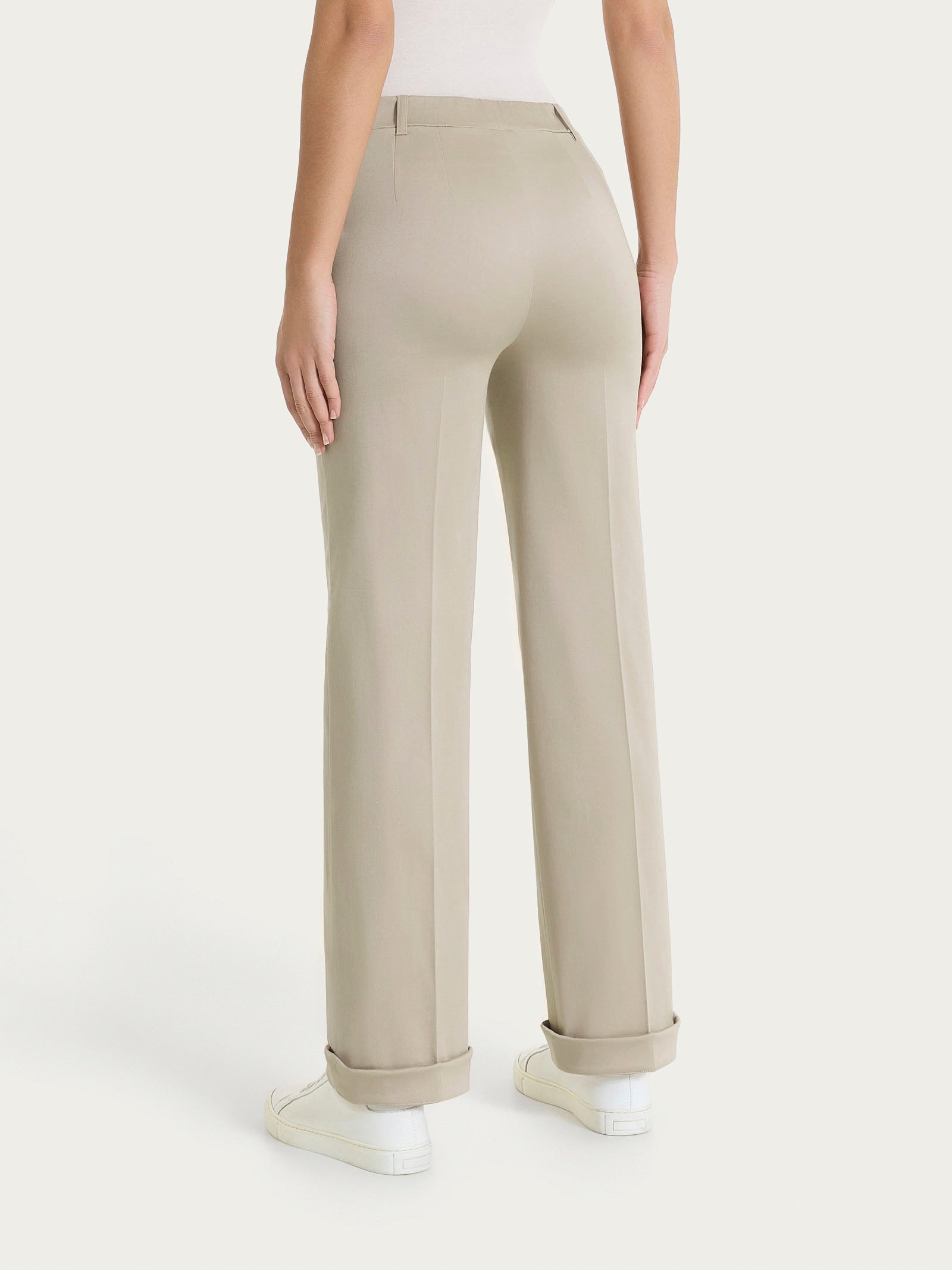 Ragno Satin Power pantalone dritto risvolto Crockery cotone