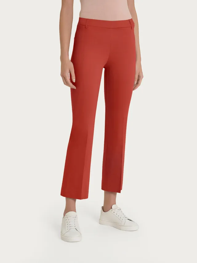 Ragno Satin Power Cropped Flare pantaloni Red Ochre cotone stretch
