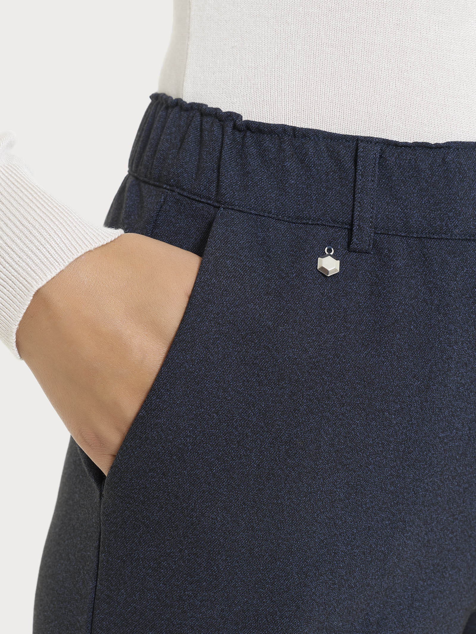 Ragno Compact pantalone ampio Bleu Mel. flanella twill