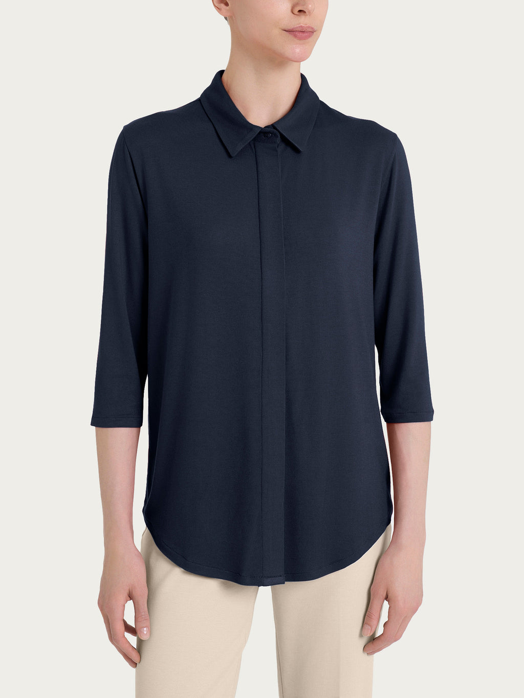 Ragno Viscosa Summer camicia manica 3/4 bleu bottoni