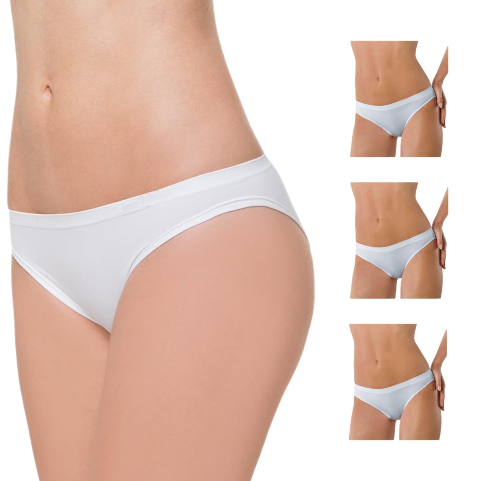Lady C Slip Vita Bassa Microfibra Bianchi 3 Pezzi S-M
