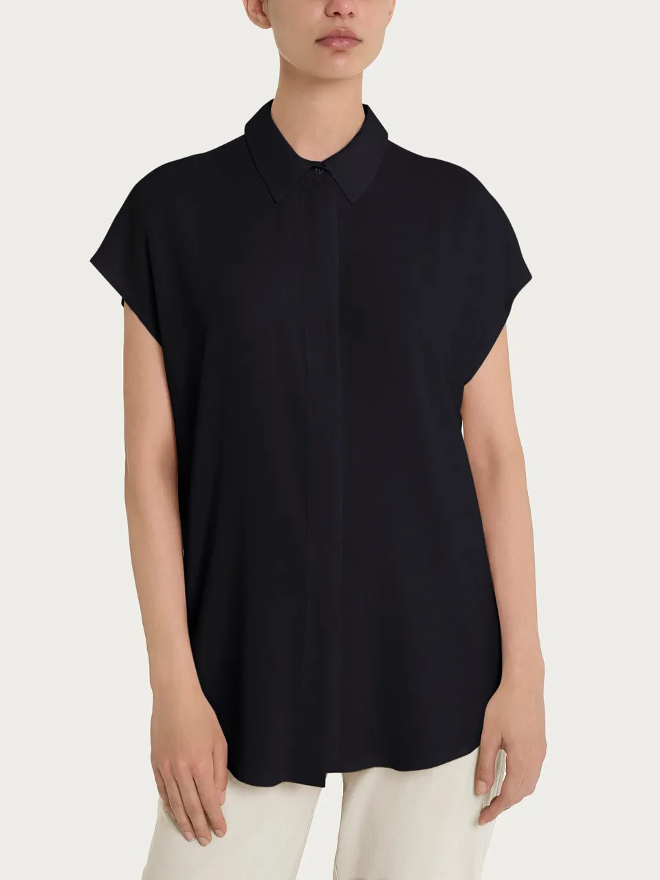 Ragno Gem Camicia Kimono Manica Corta Ecoseta Nero