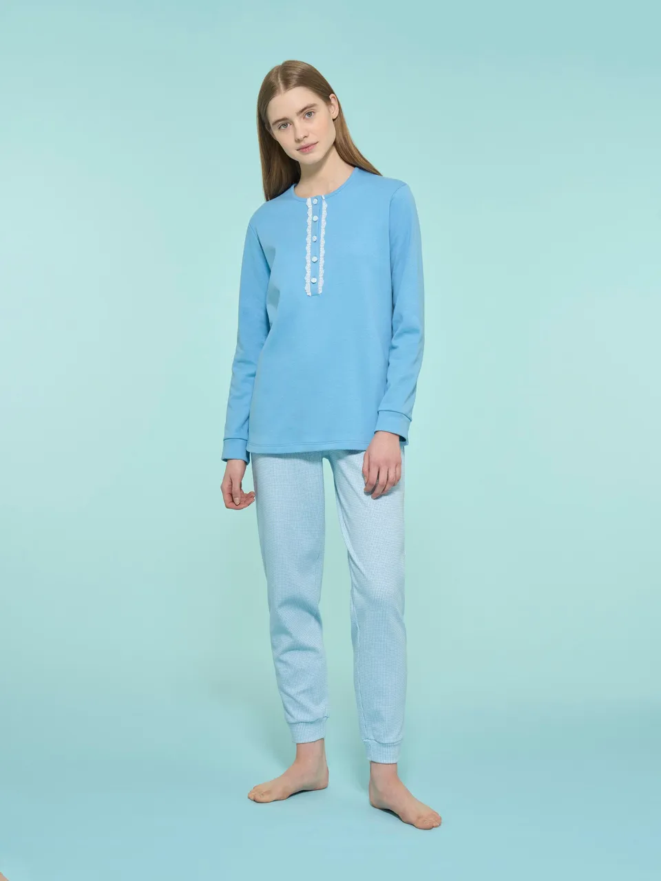 Ragno Pigiama Serafino Donna Cotone Dusk Blue