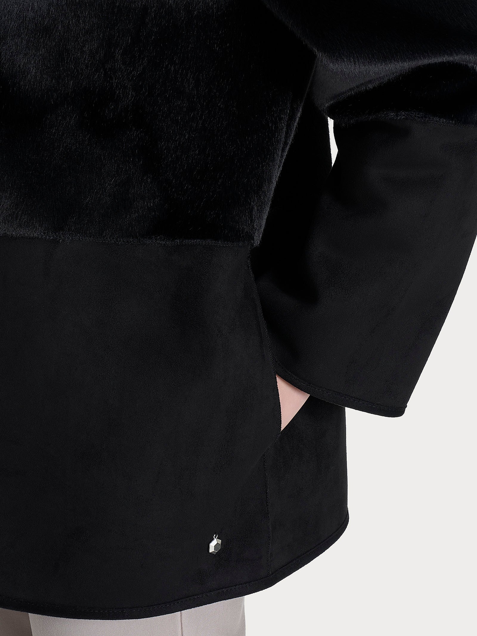 Ragno Vegan Shearling Giacca Lunga Double-Face Nero calda