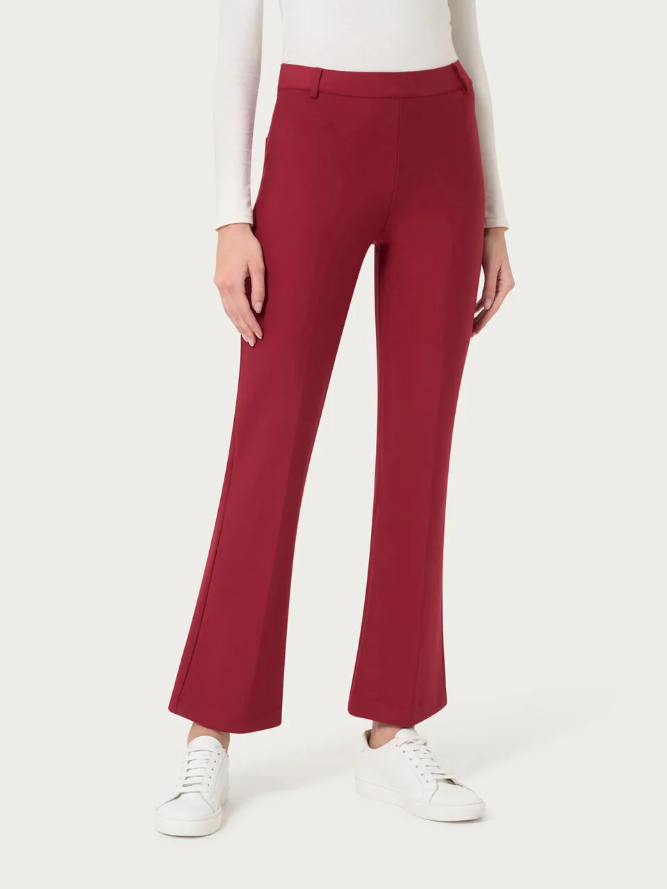 Ragno Compact Cropped Flare pantaloni Tibetan Red elasticizzati