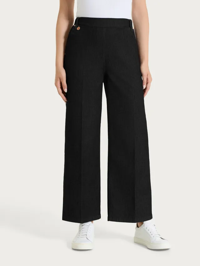 Ragno Jeans wide leg Light Denim cropped Nero