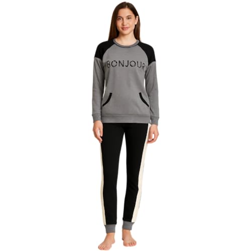 Lady C Bunjour Pigiama Lungo Donna Cotone Grigio M Caldo