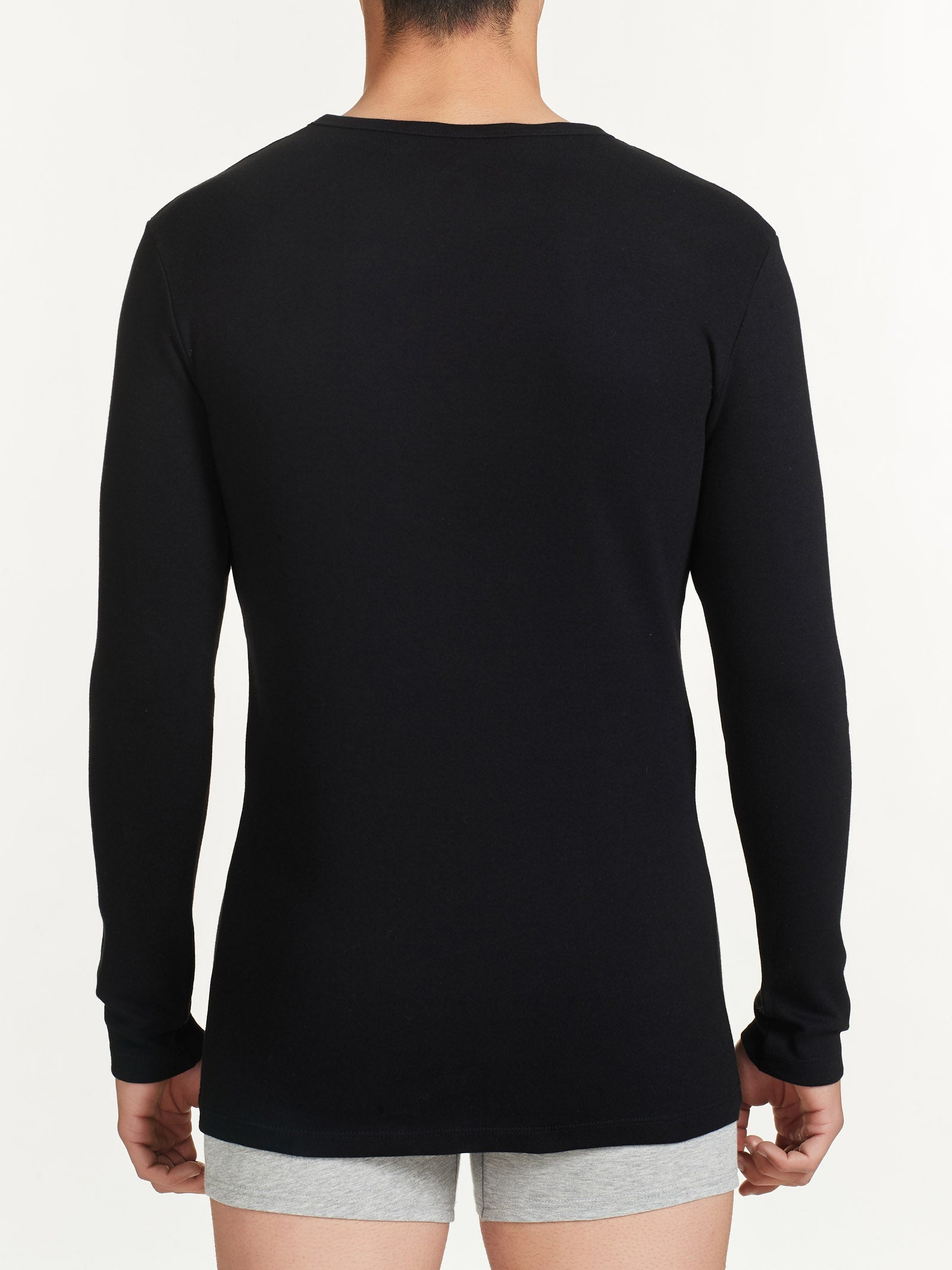 Ragno Interlock Maglietta intima cotone manica lunga Nero