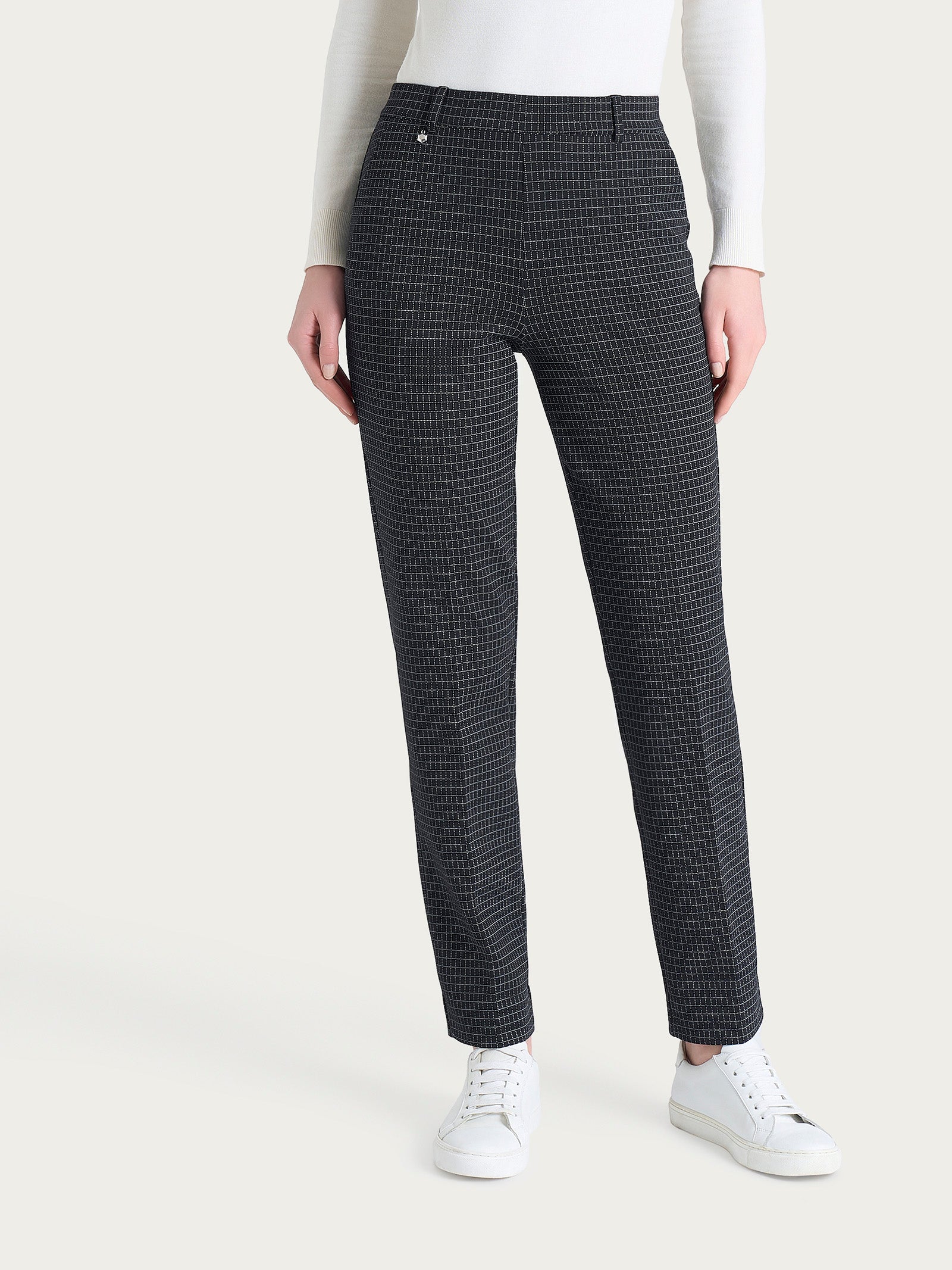Ragno Eco Jacquard Pantalone dritto check Fant.Nero