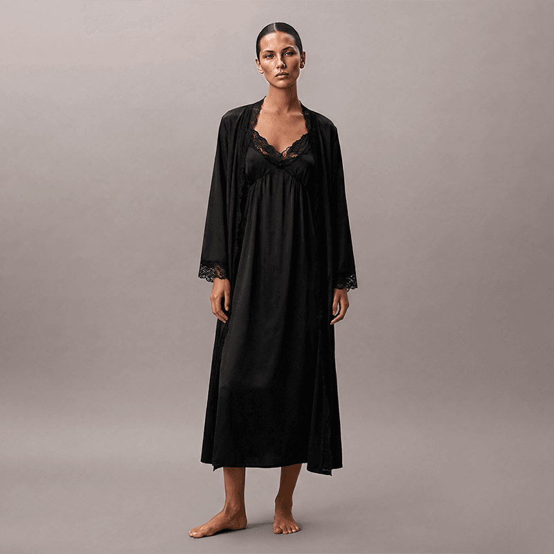 Maria Grazia Severi Midnight Lace completo notte seta nero pizzo