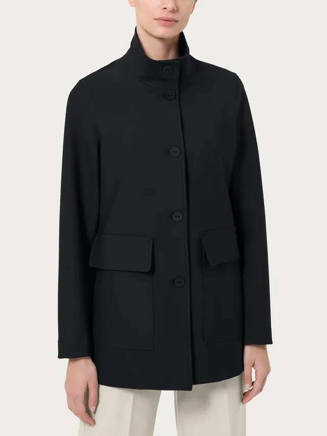 Ragno Compact Cappotto Corto Bottoni cappotto nero elasticizzato