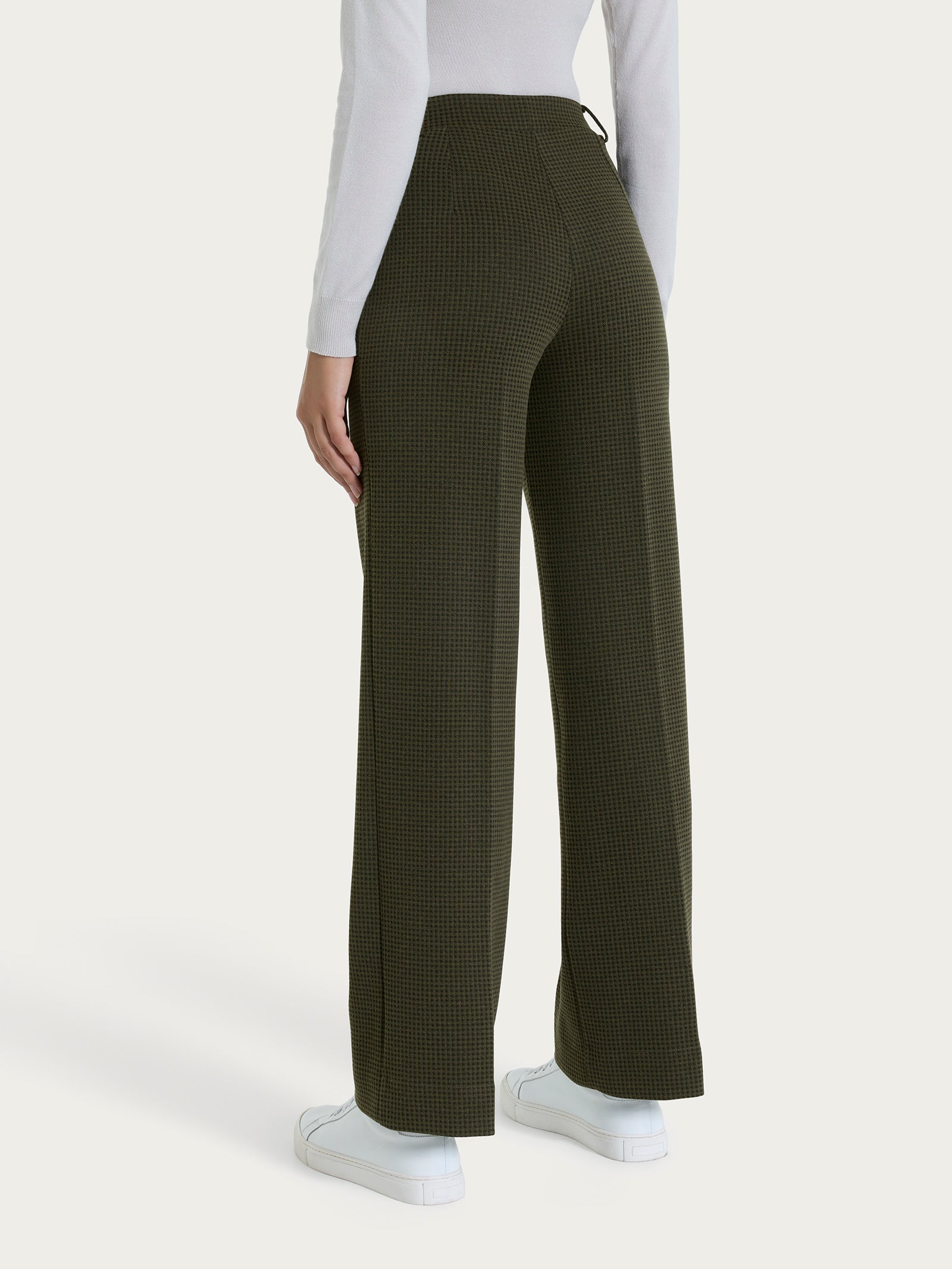 Ragno Eco Jacquard Pantalone Ampio Micro Check Dark Olive