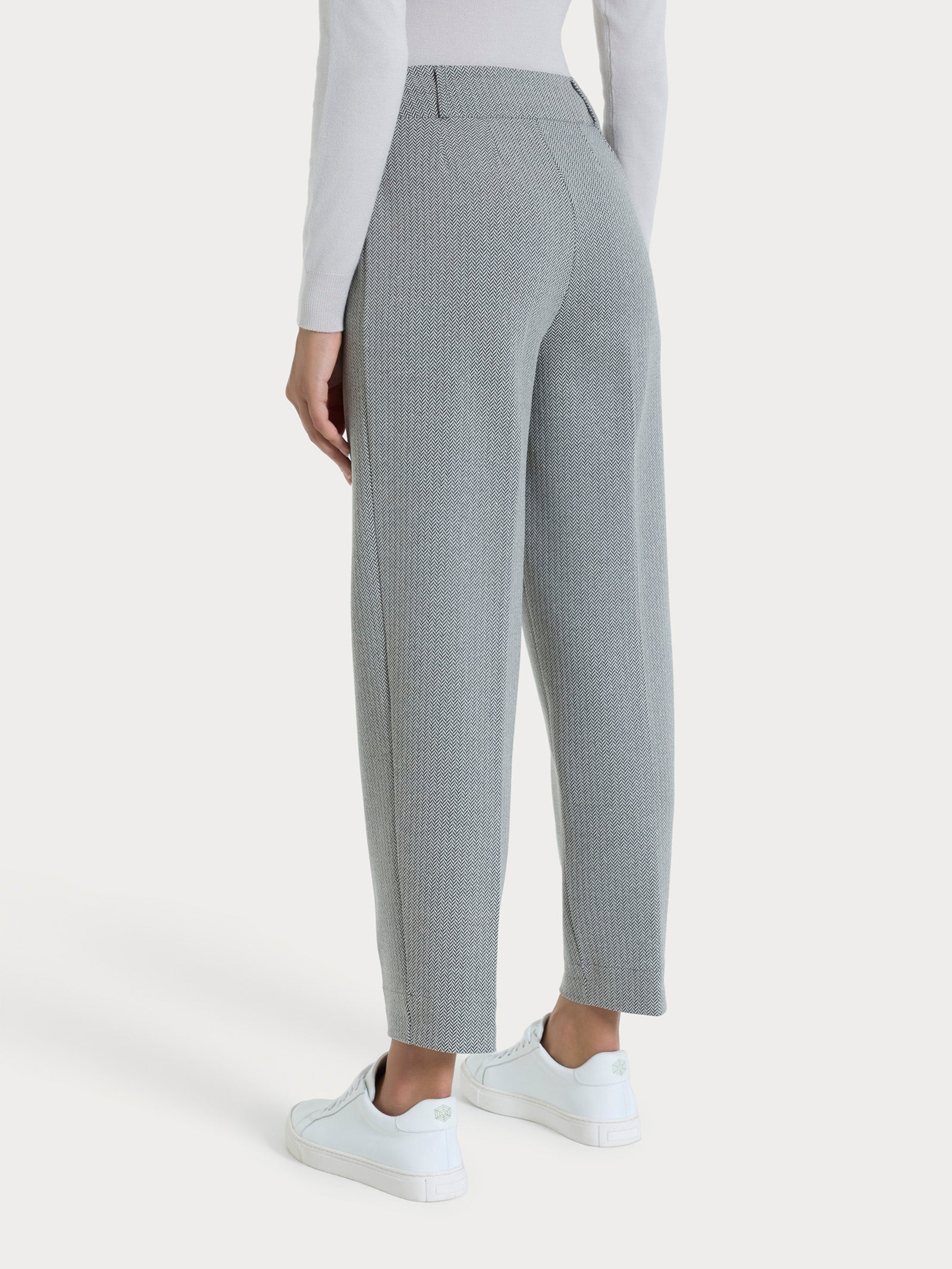 Ragno Compact pantalone carota spina pesce Fant.Nero jacquard