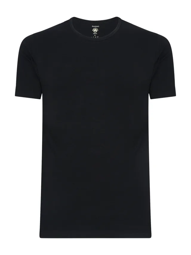 Ragno Comfort maglietta girocollo manica corta nero cotone