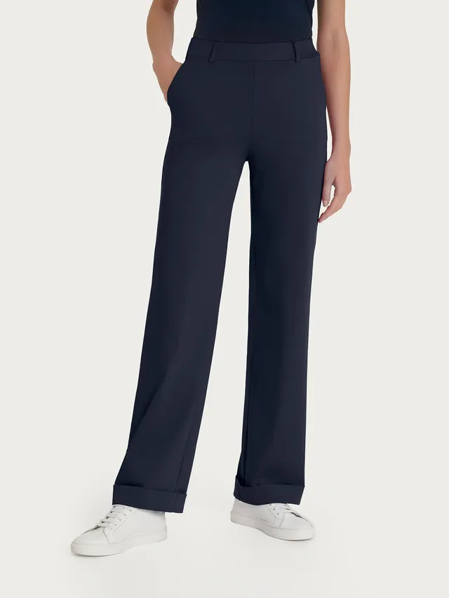 Ragno Satin Power pantalone dritto donna blu con risvolto tasche