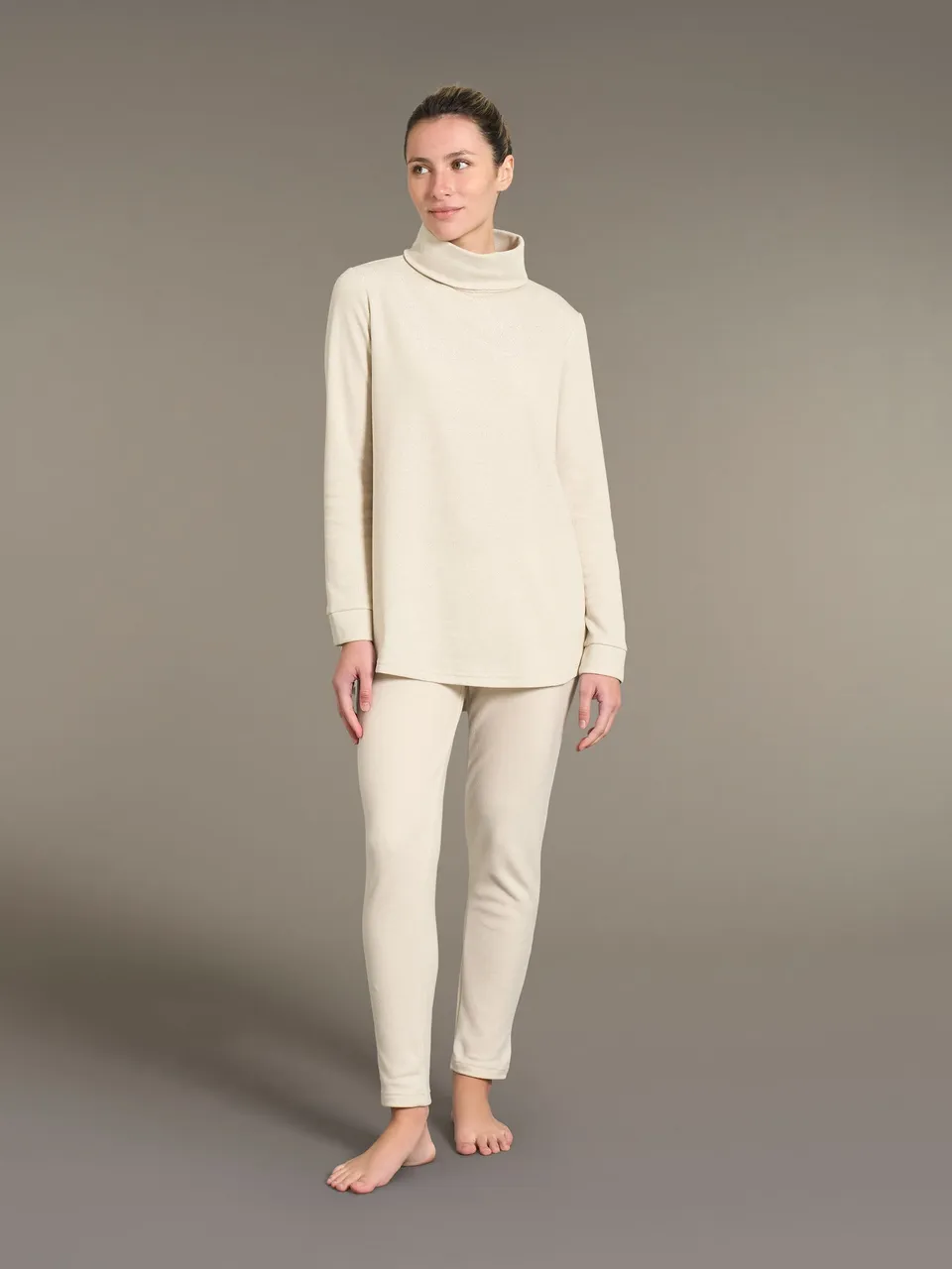 Ragno Sweet Emotion Pigiama Lungo Collo Vulcano Lurex Off White