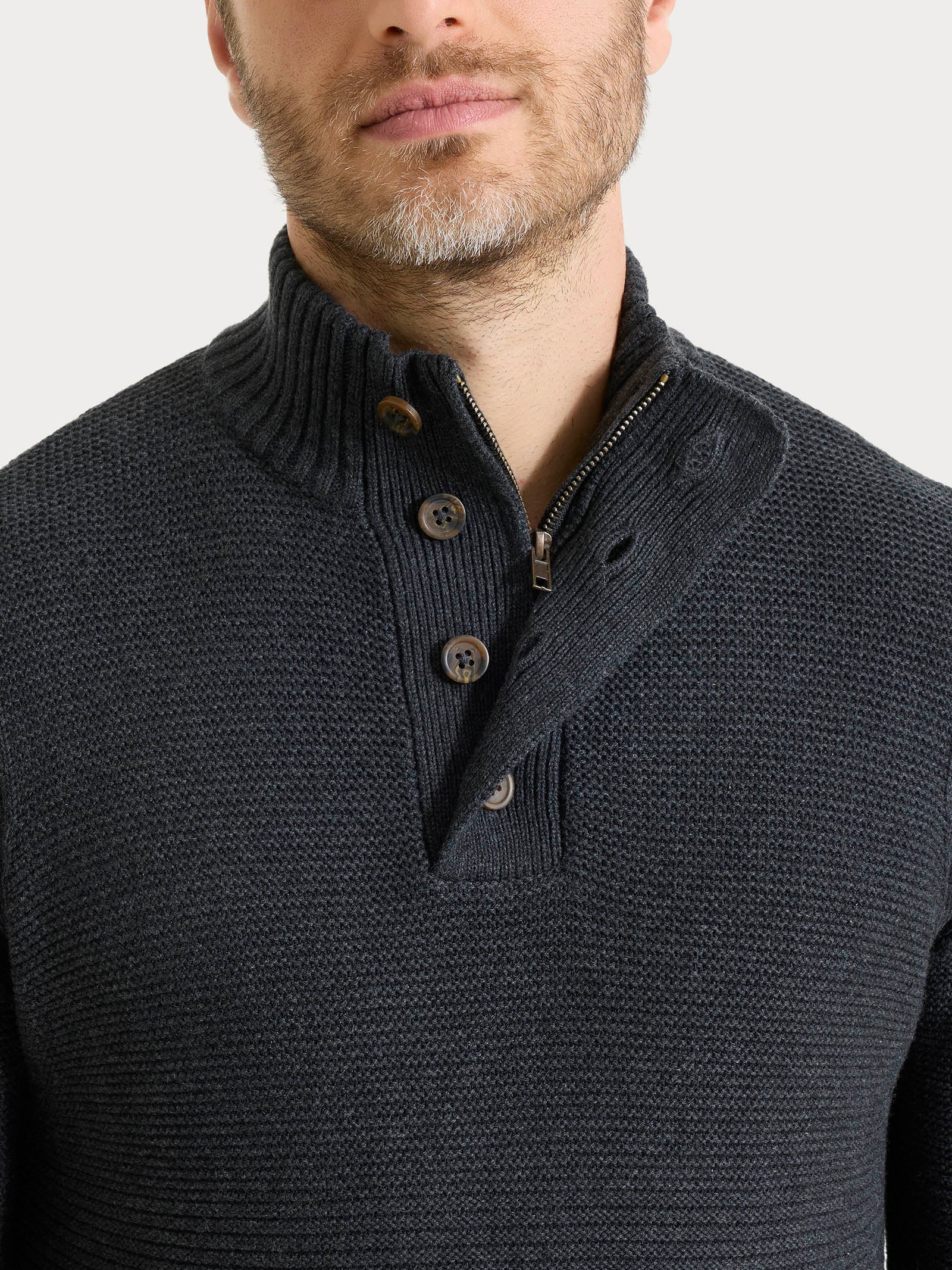 Ragno Winter Cotton lupetto con zip Nero Mel. cotone caldo