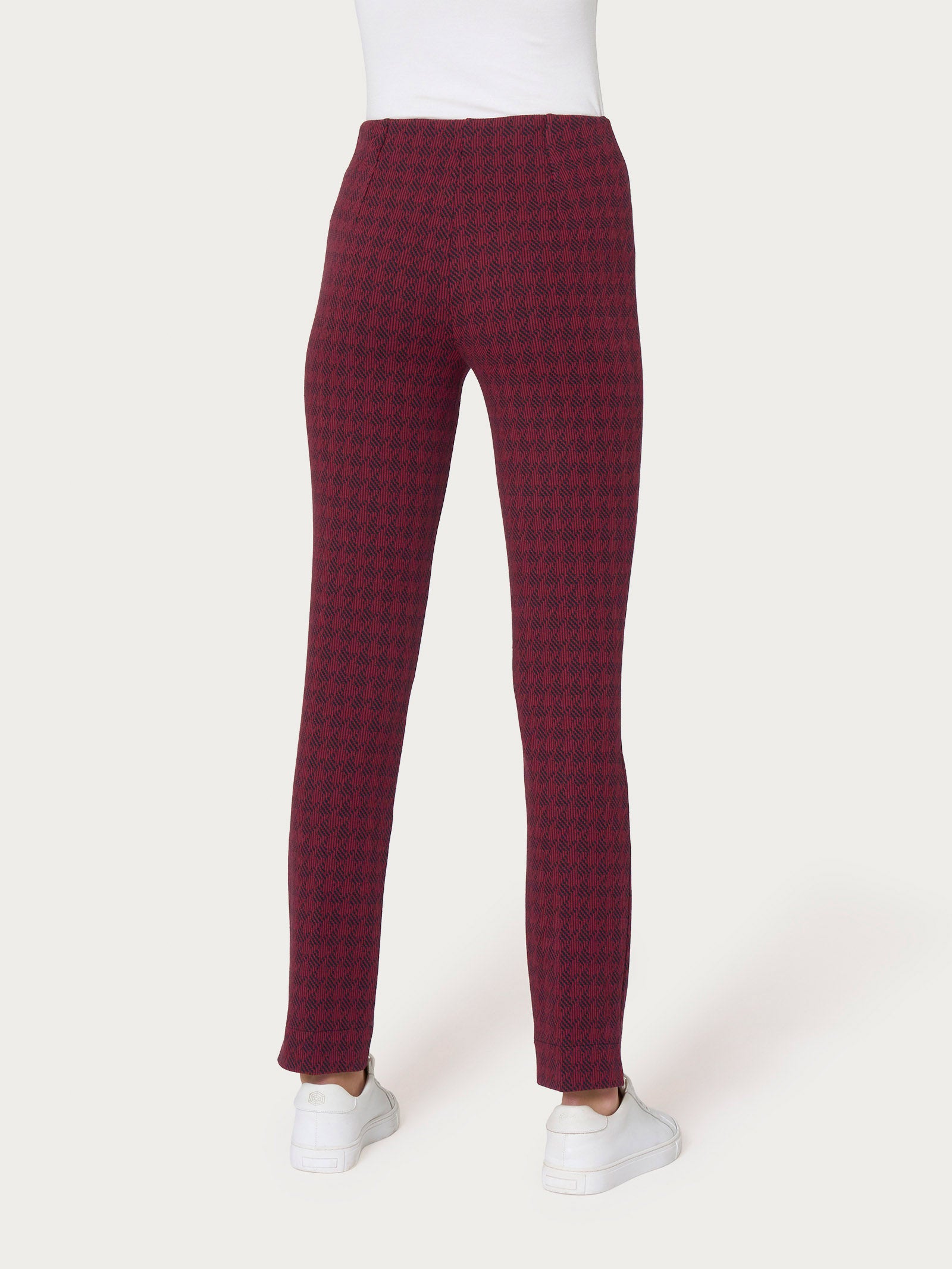 Ragno Eco Jacquard Pantalone Sigaretta Tibetan Red pied de poule