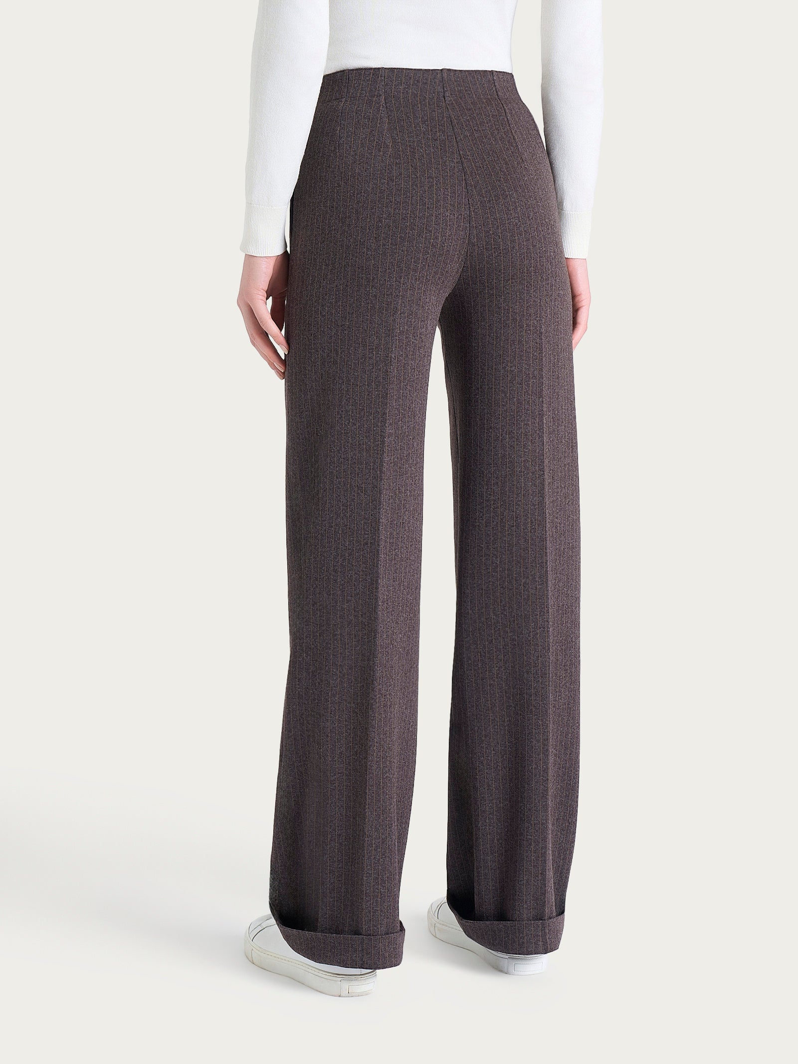 Ragno Eco Jacquard pantalone ampio gessato Chocolate tasche