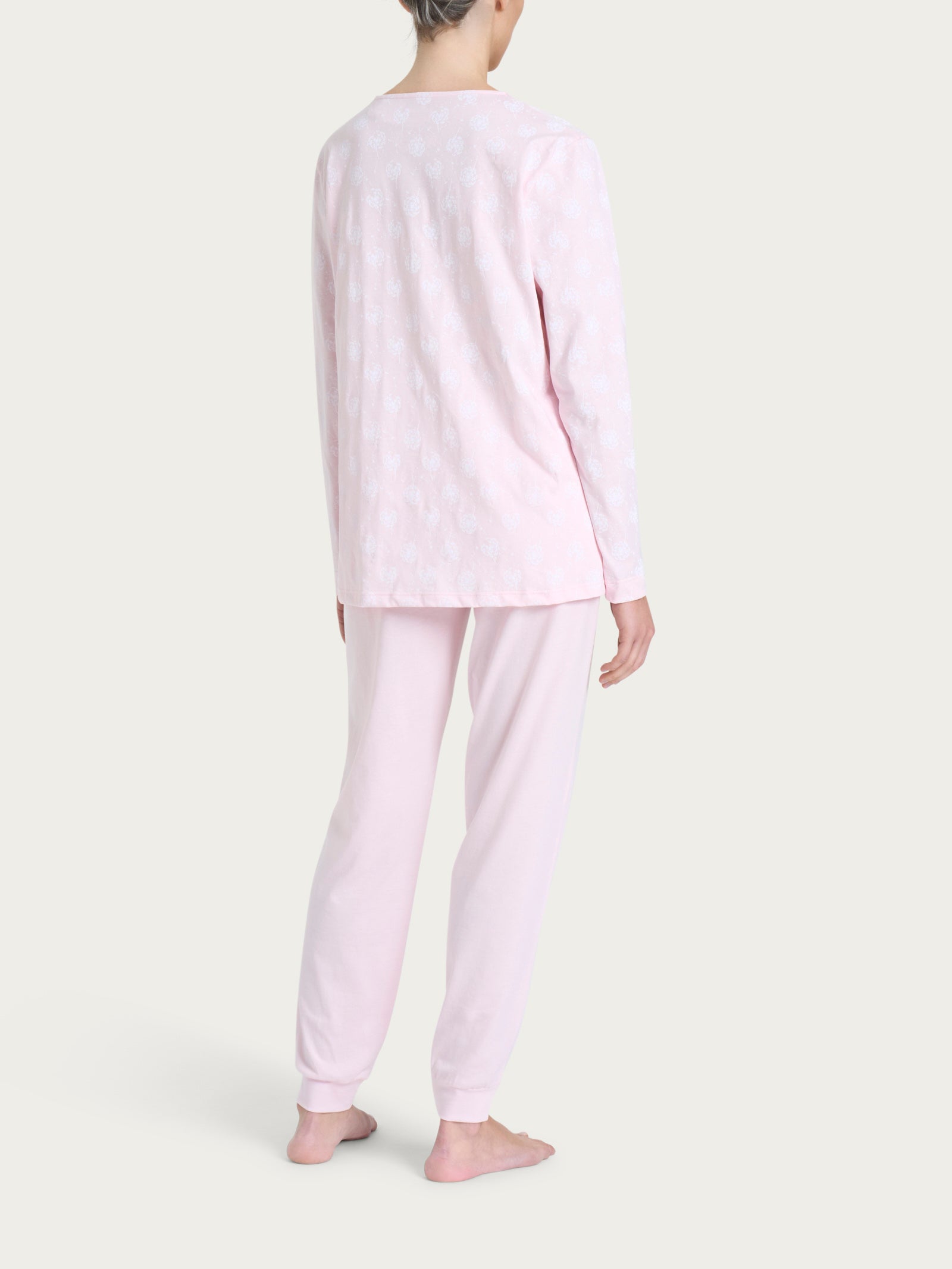 Ragno Jersey Cotone Pigiama Lungo Rosa a Soffioni