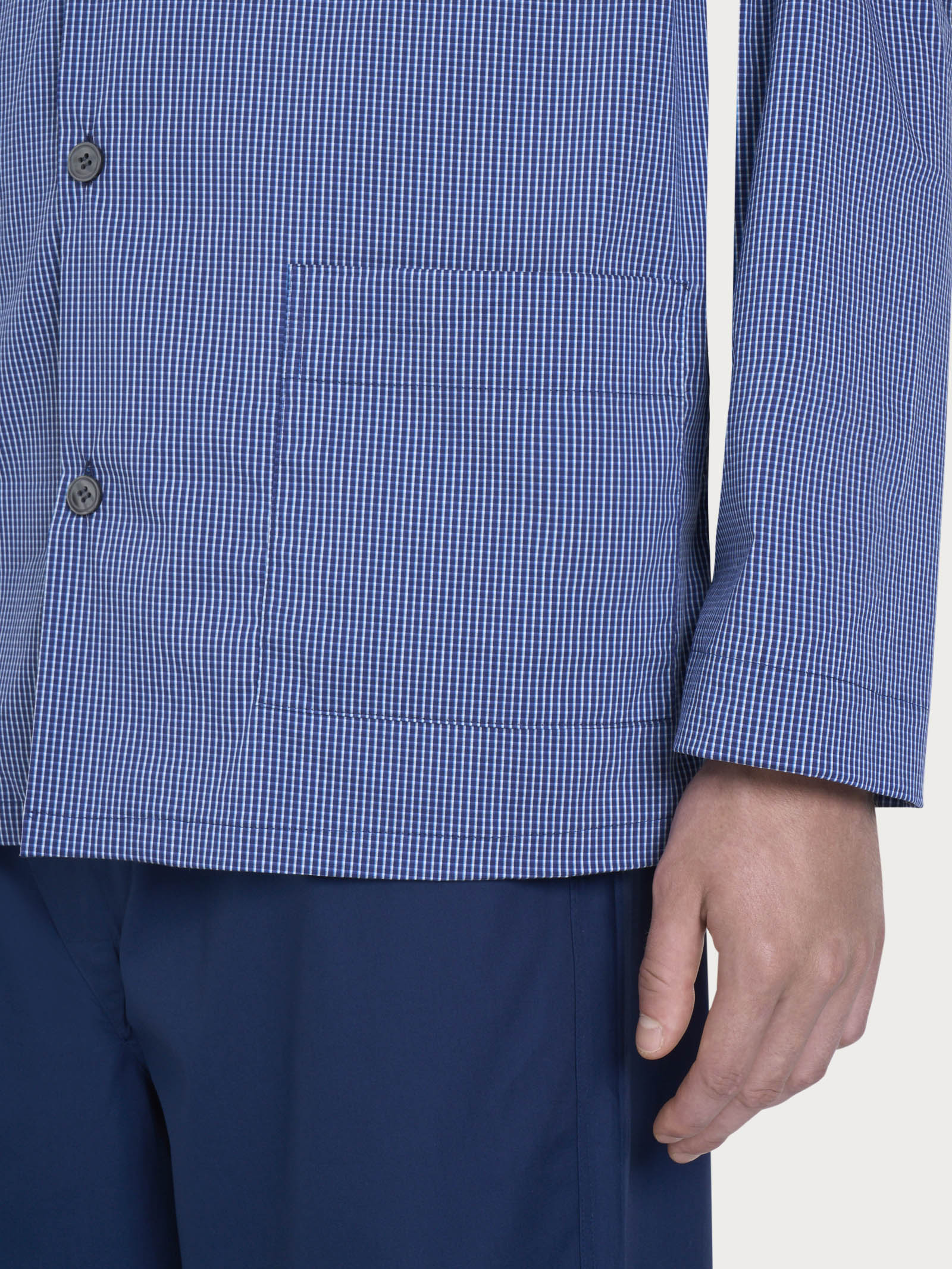Ragno Jersey Cotone pigiama aperto Naval Academy Quadretti lungo