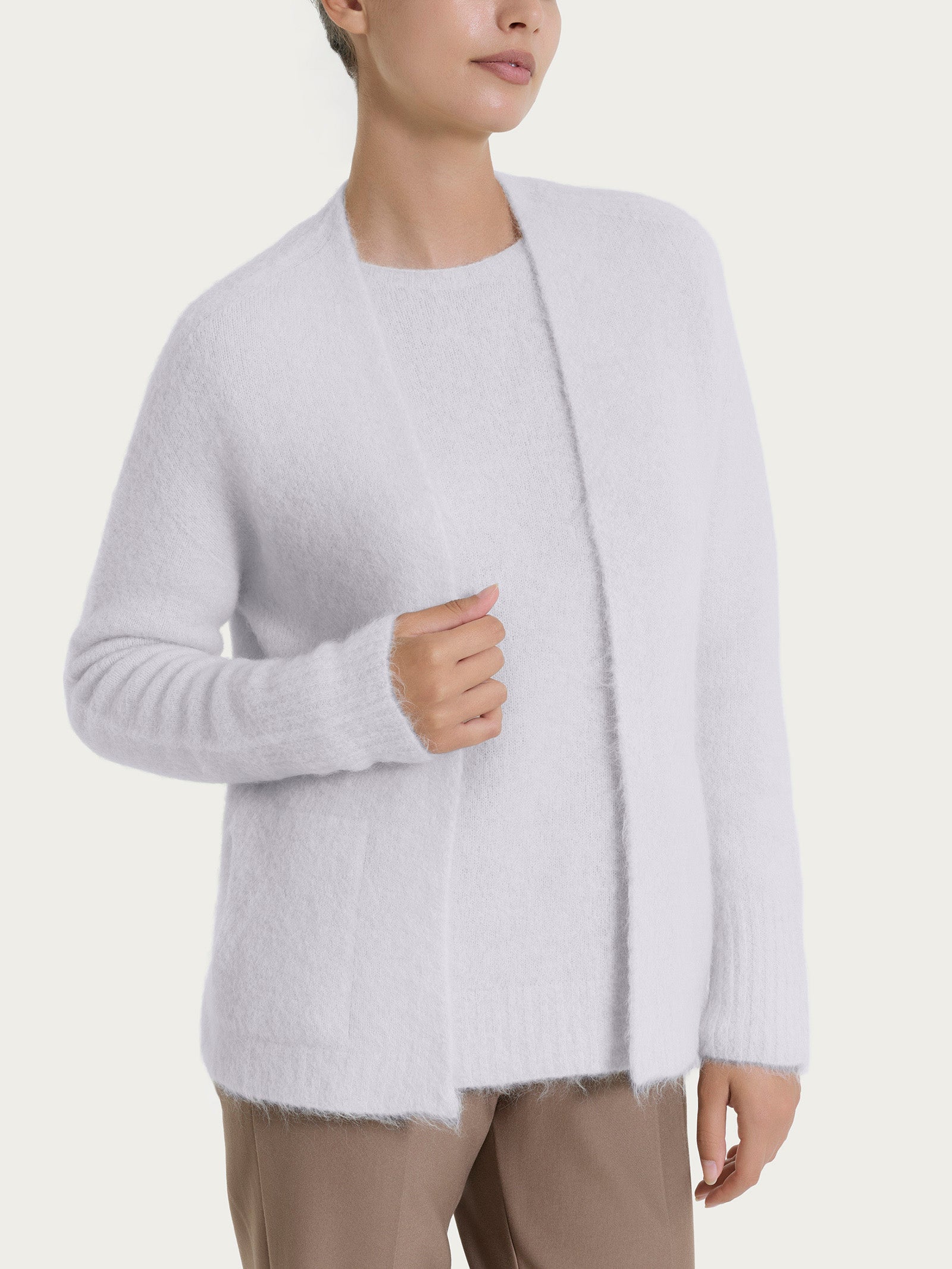 Ragno Misto Alpaca cardigan aperto grigio perla caldo