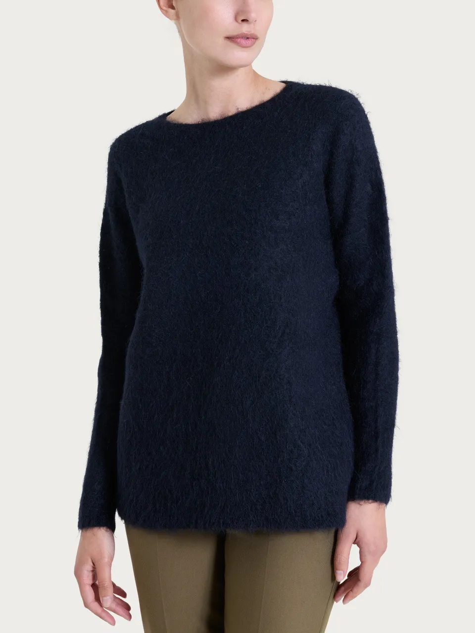 Ragno Merino Soft maglia girocollo misto alpaca nero calda