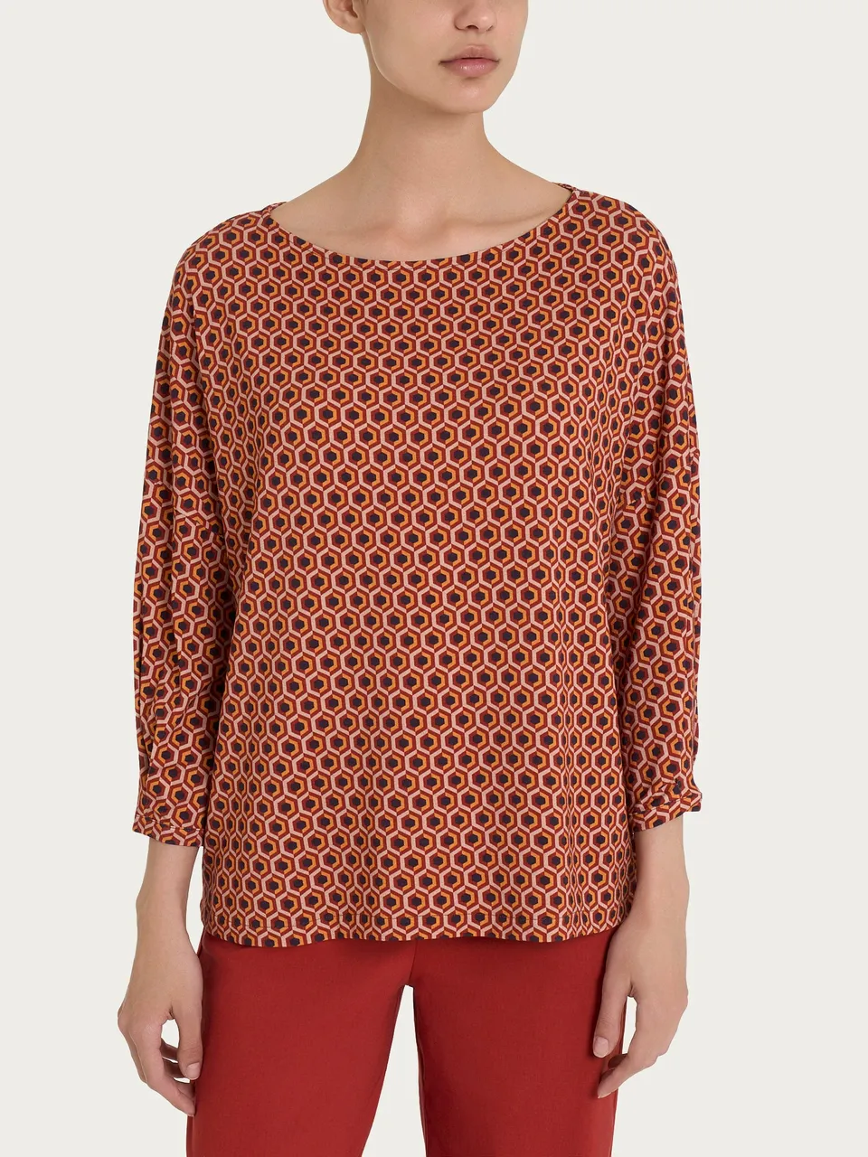 Ragno Scollo a barchetta maglietta manica 3/4 Fant. Red Ochre
