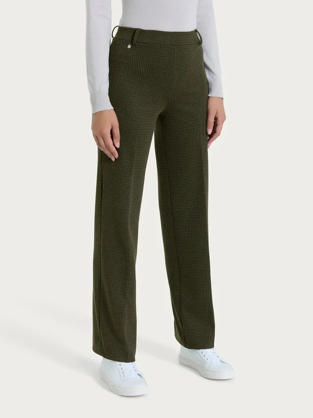 Ragno Eco Jacquard Pantalone Ampio Micro Check Dark Olive