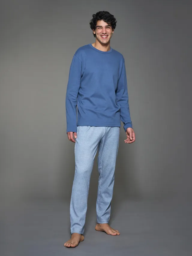 Ragno Pigiama uomo Bijou Blue interlock caldo cotone