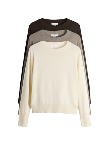 NEXT THE SET Girocollo Sottili Maglia Donna 3 Pezzi Morbida