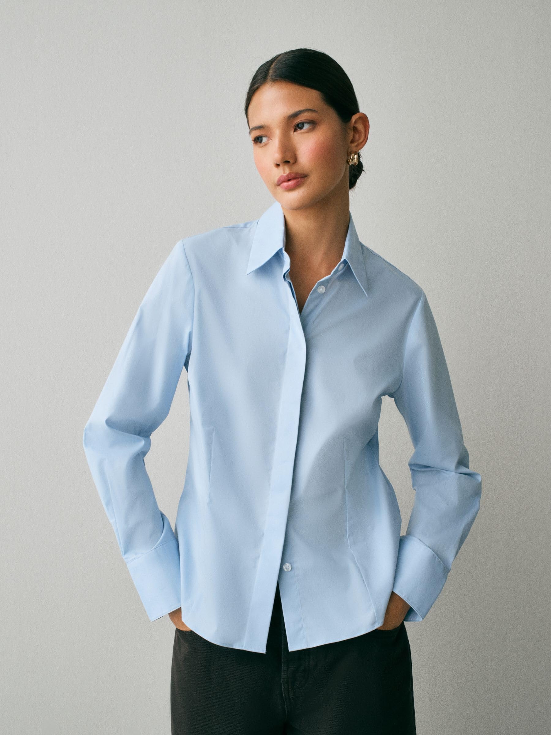 Next Basic camicia manica lunga donna taglia 36 confezione da 2 aderente