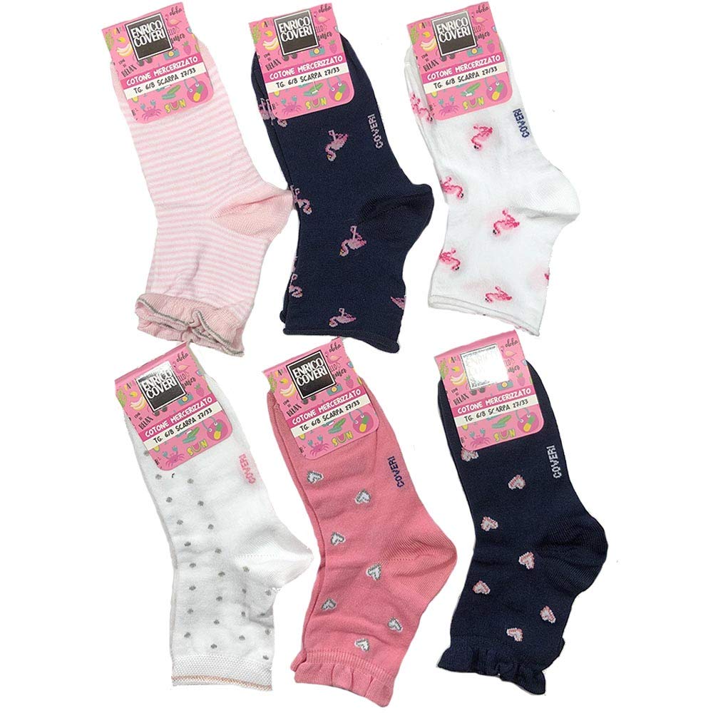 Lady C Enrico Coveri calzini bimba cotone 6 paia assortiti
