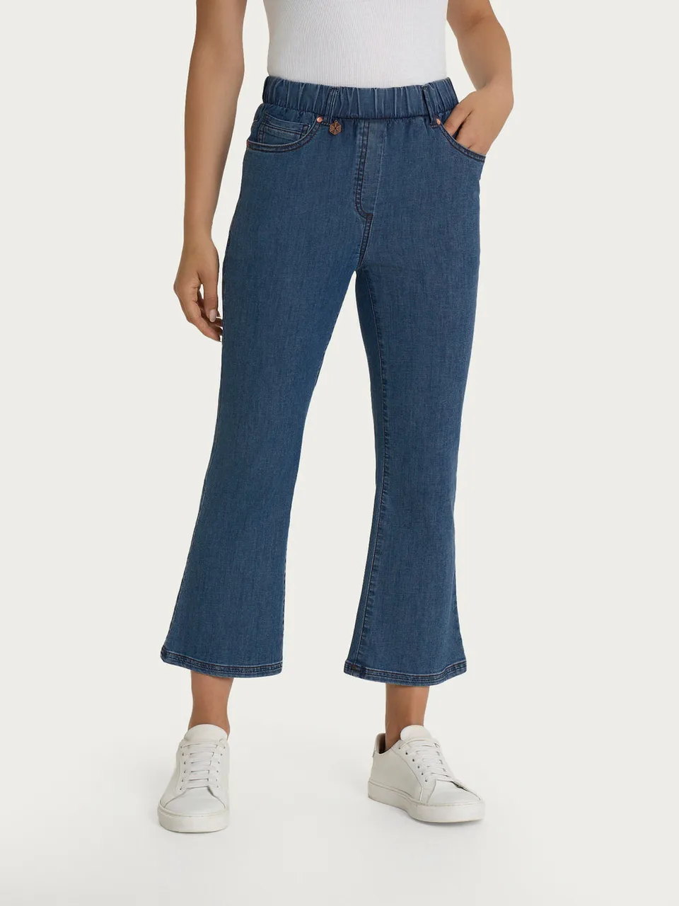 Ragno Super Denim Jeans Flare Cropped Light Denim tasche