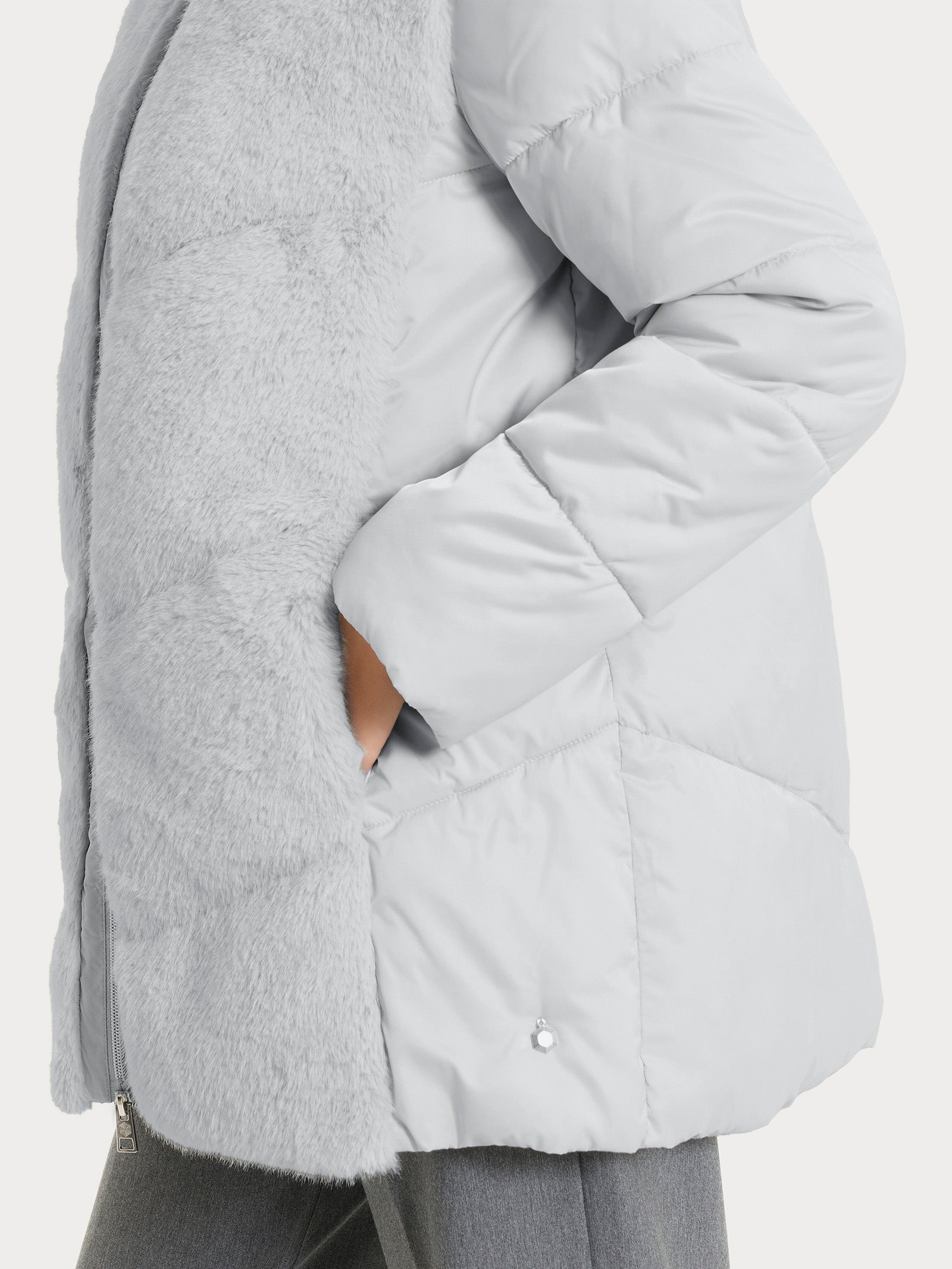 Ragno Vegan Fur Piumino Donna Dawn Blue con Cappuccio