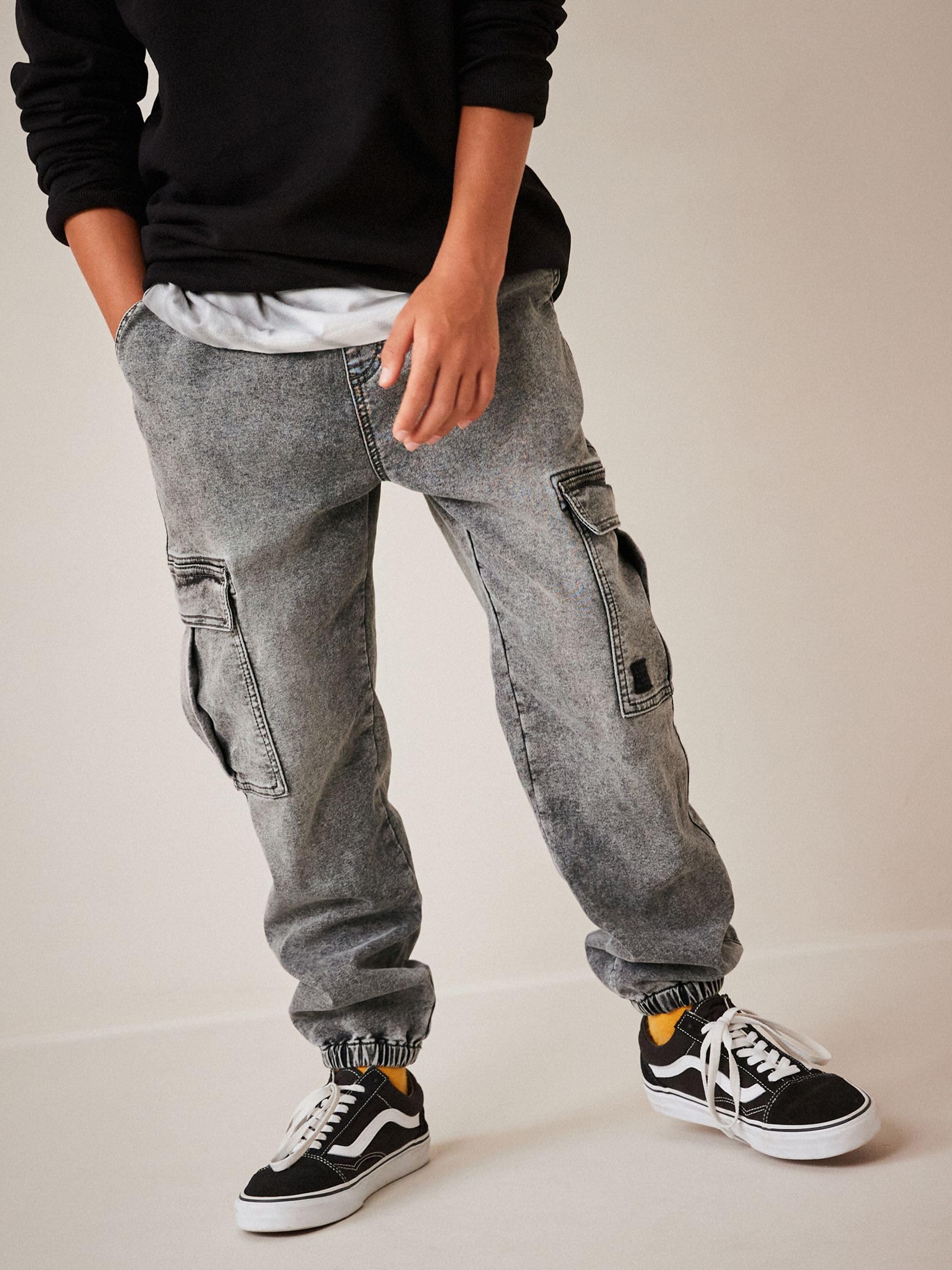 Next Ragazzo Jeans Cargo 98 grigio vita elasticizzata