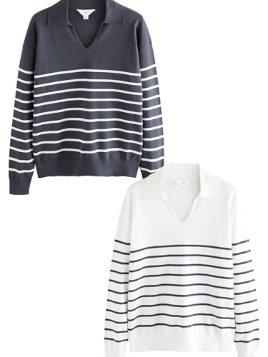 The Set maglioni collo con bottoni 2 pezzi righe cotone