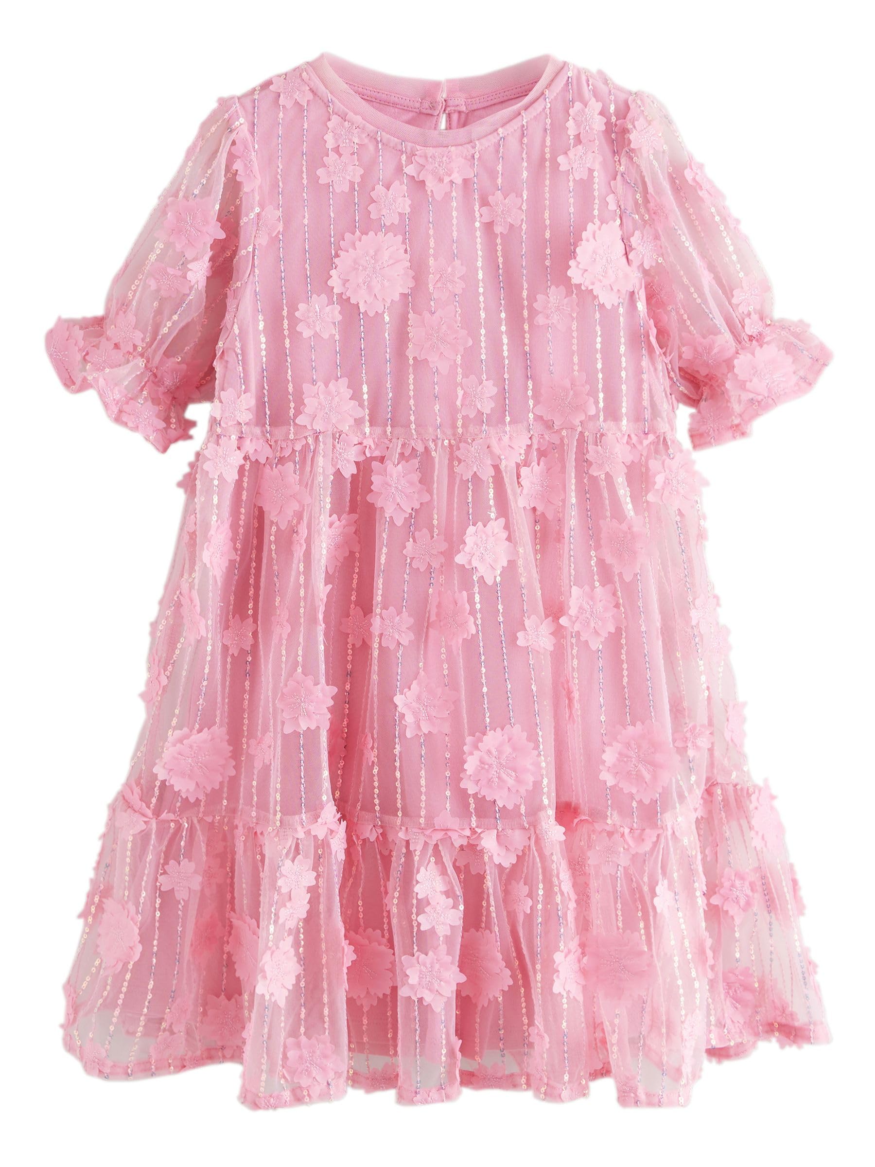 Next Abito Rete Fiori Paillettes vestito bambina 5 anni festa