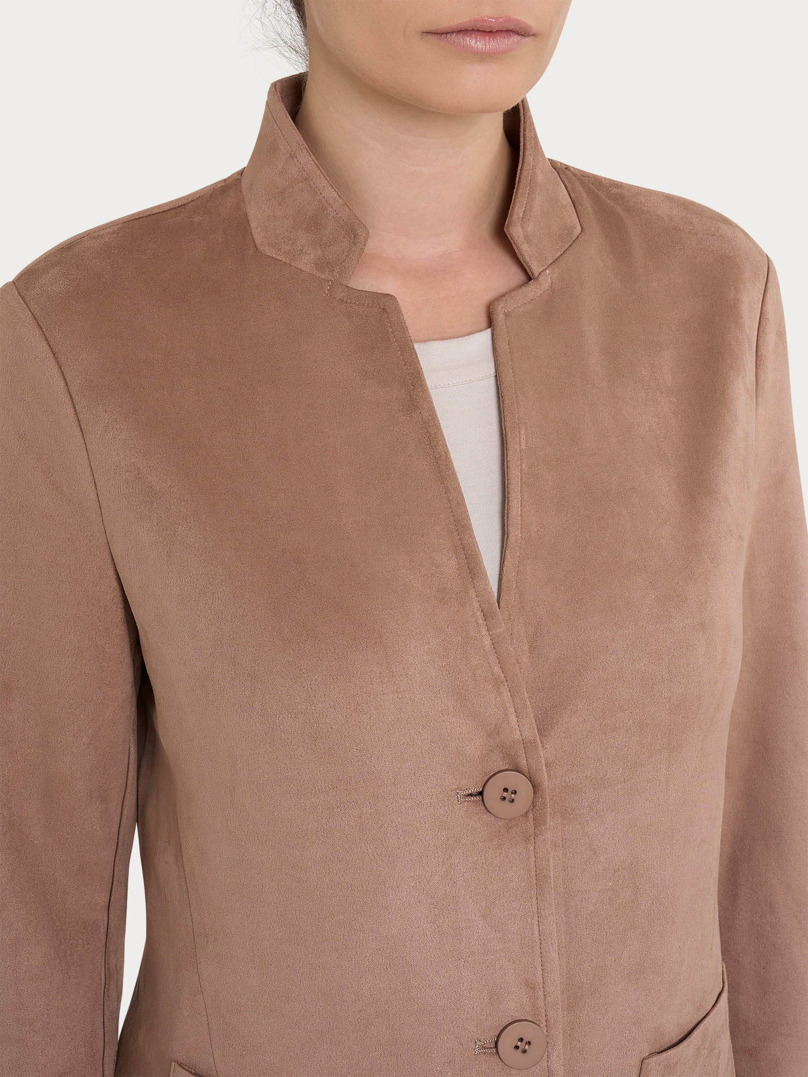 Ragno Blazer Corto Eco Suede giacca regular Warm Taupe