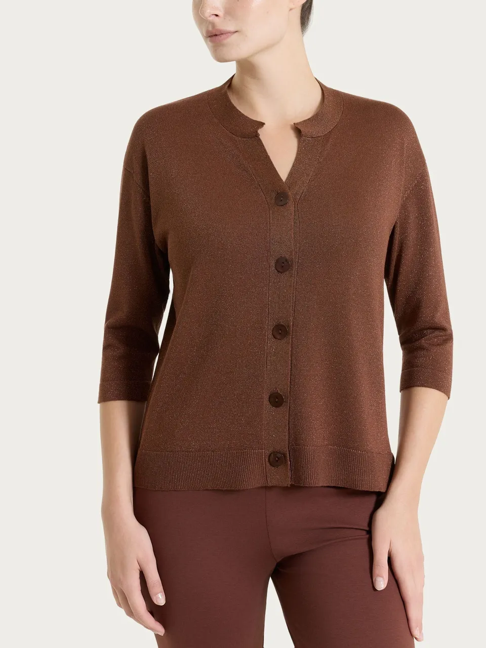 Ragno Summertime Cardigan bottoni lurex cappuccino
