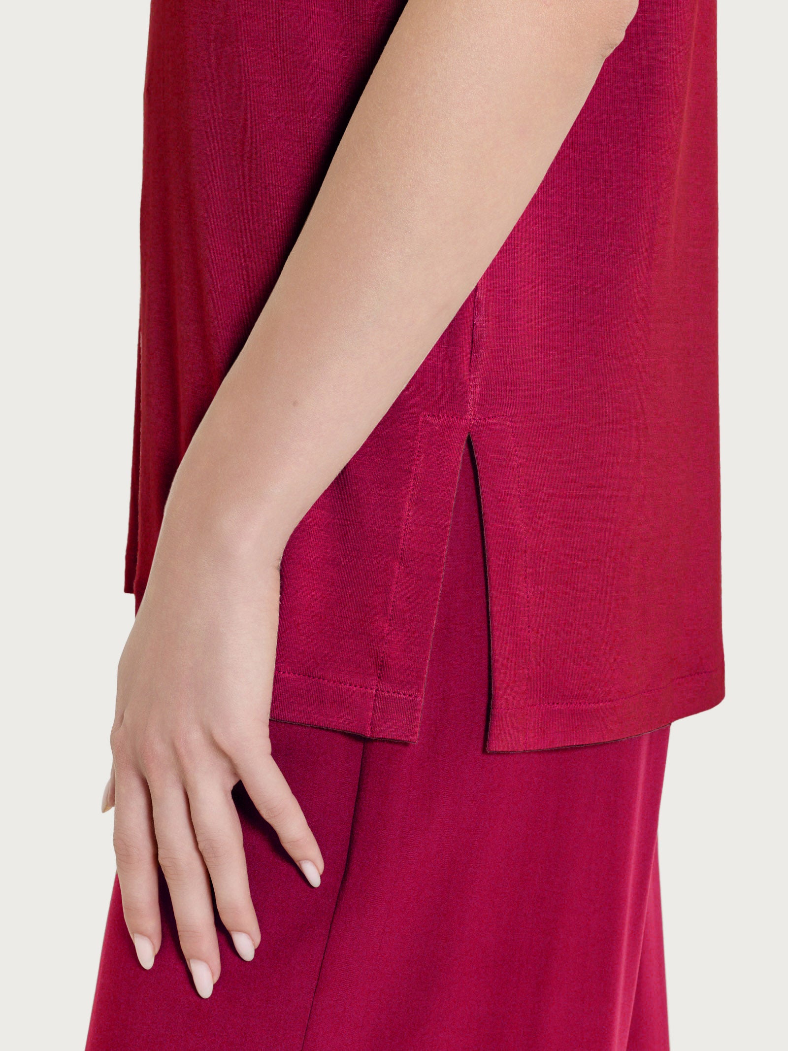 Ragno Viscosa Summer maglietta girocollo Beet Red occhielli