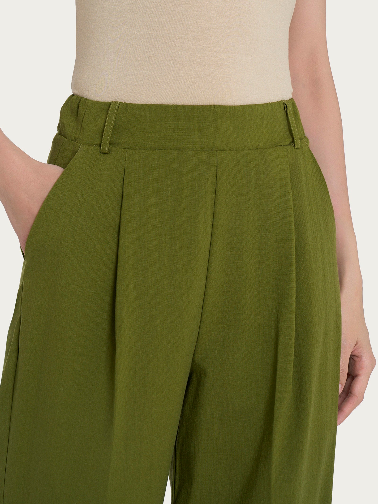 Ragno Super Natural pantalone ampio verde Sphagnum
