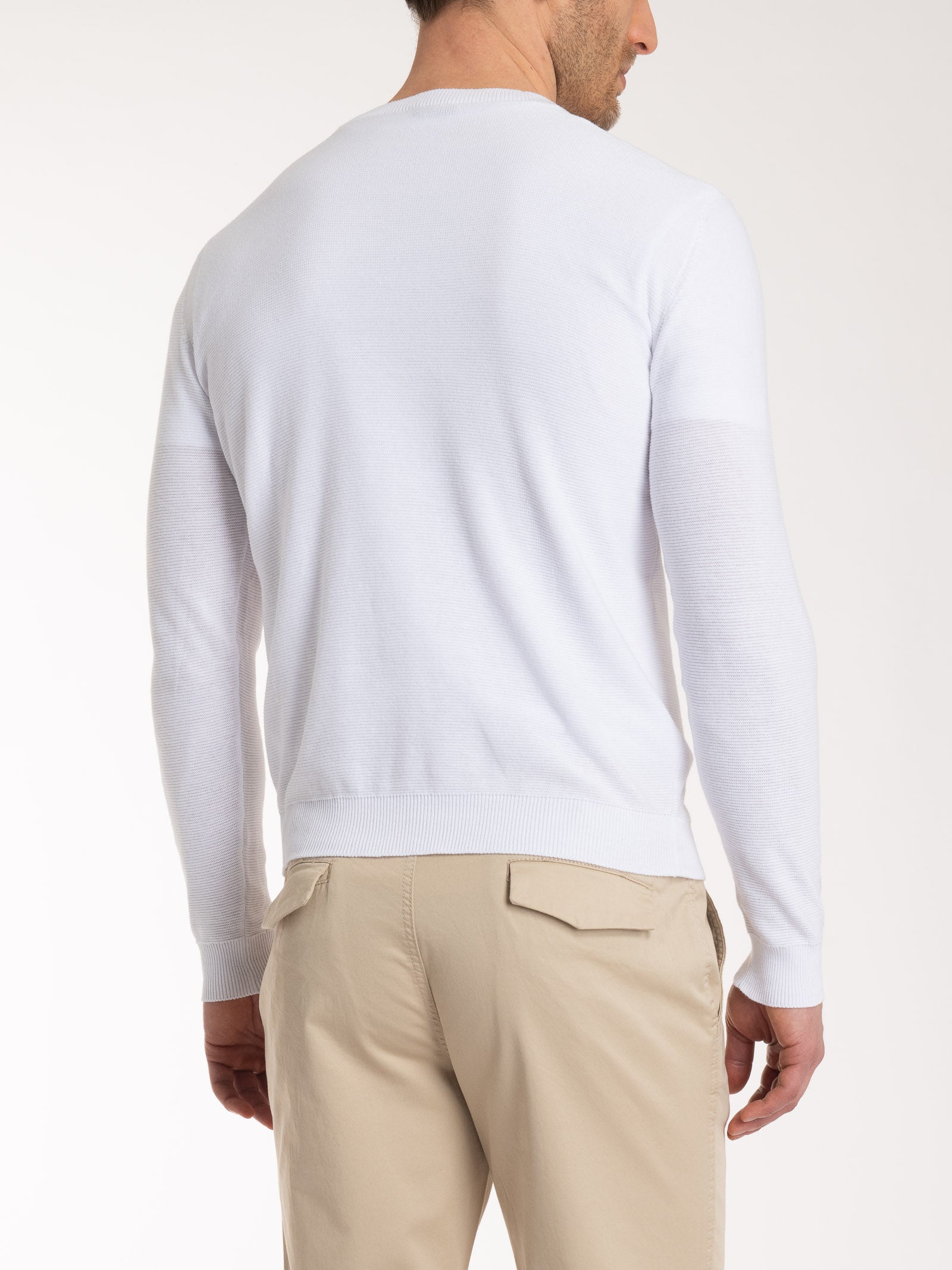 Ragno Puro Cotone Girocollo pullover uomo bianco