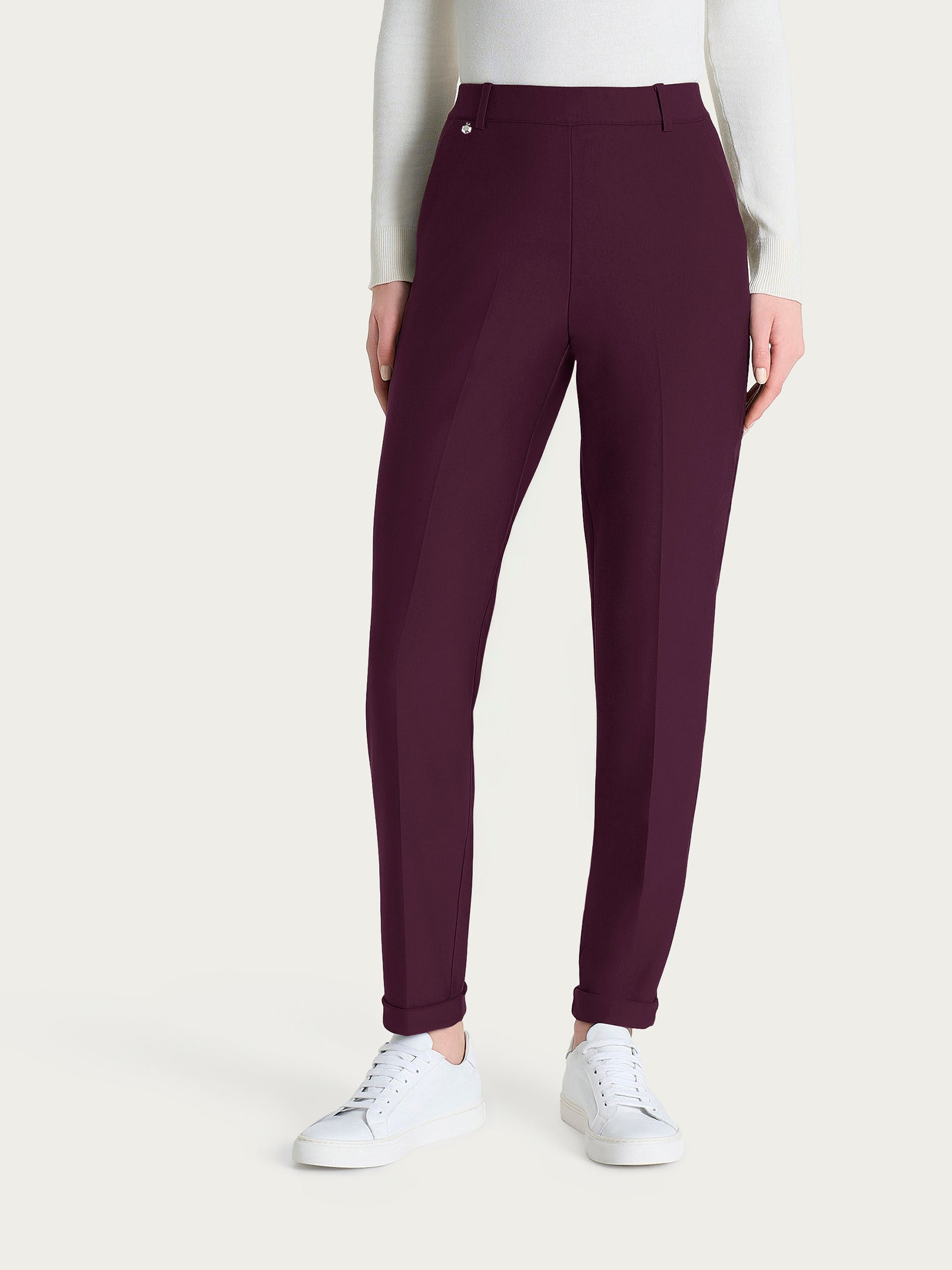 Ragno Compact Chino Pantalone Viola con Tasche